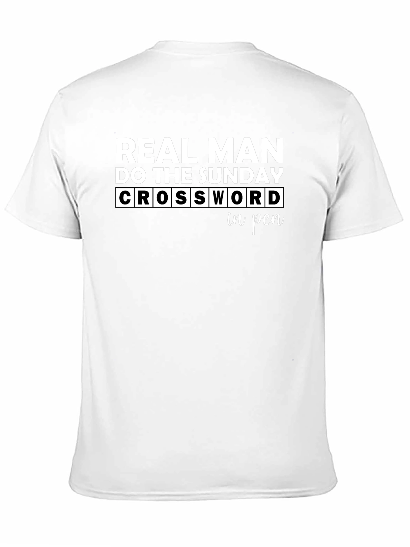 Real Man Sunday Crossword Black Graphic T-Shirt