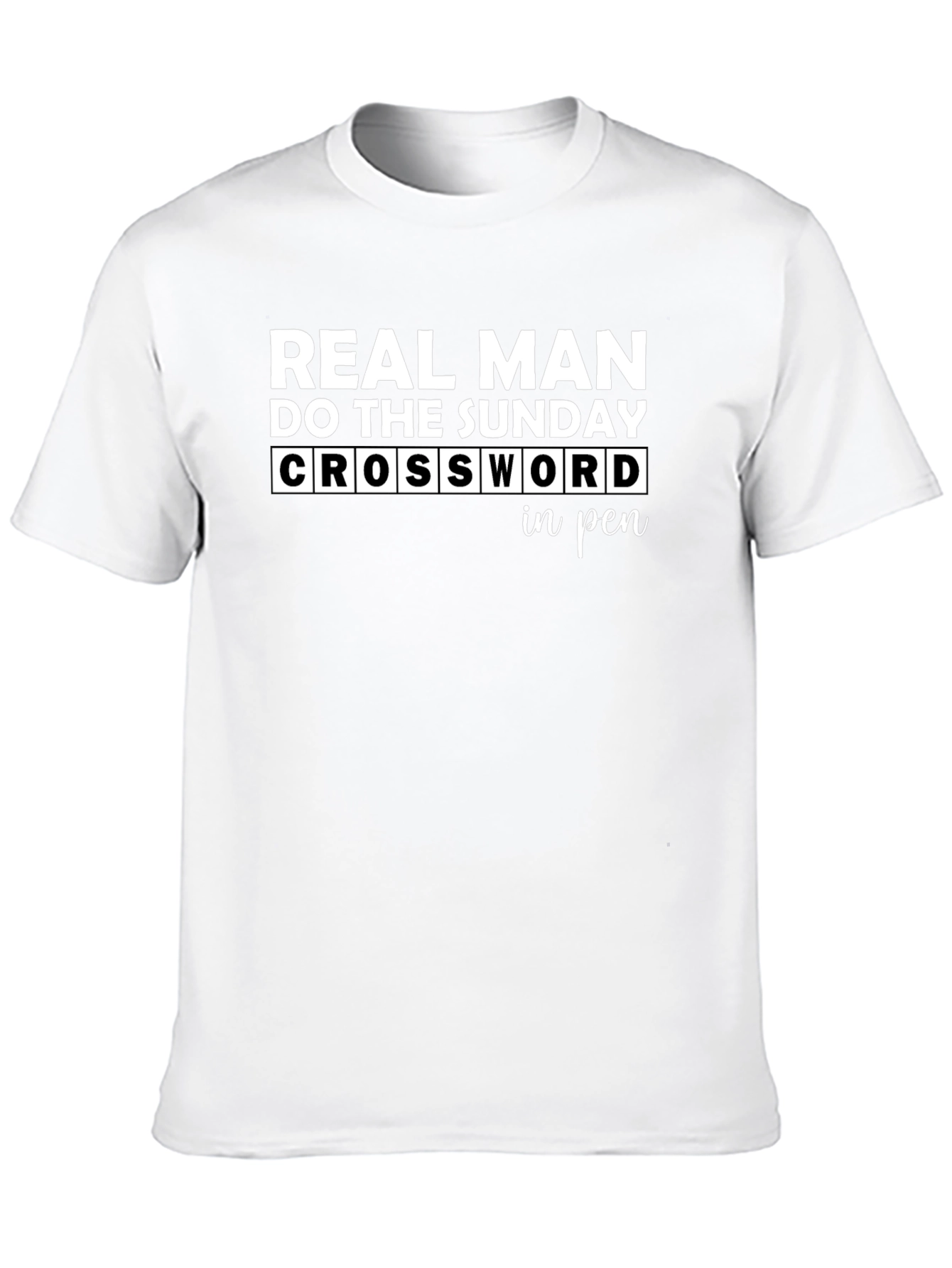 Real Man Sunday Crossword Black Graphic T-Shirt
