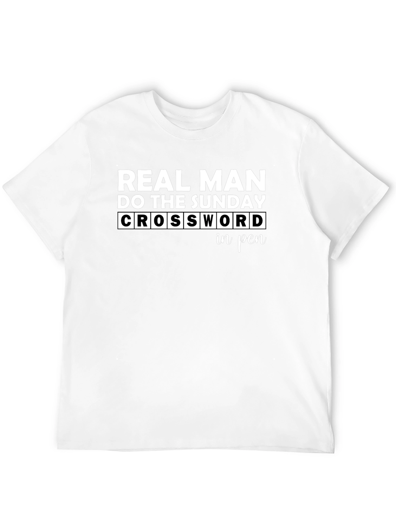 Real Man Sunday Crossword Black Graphic T-Shirt