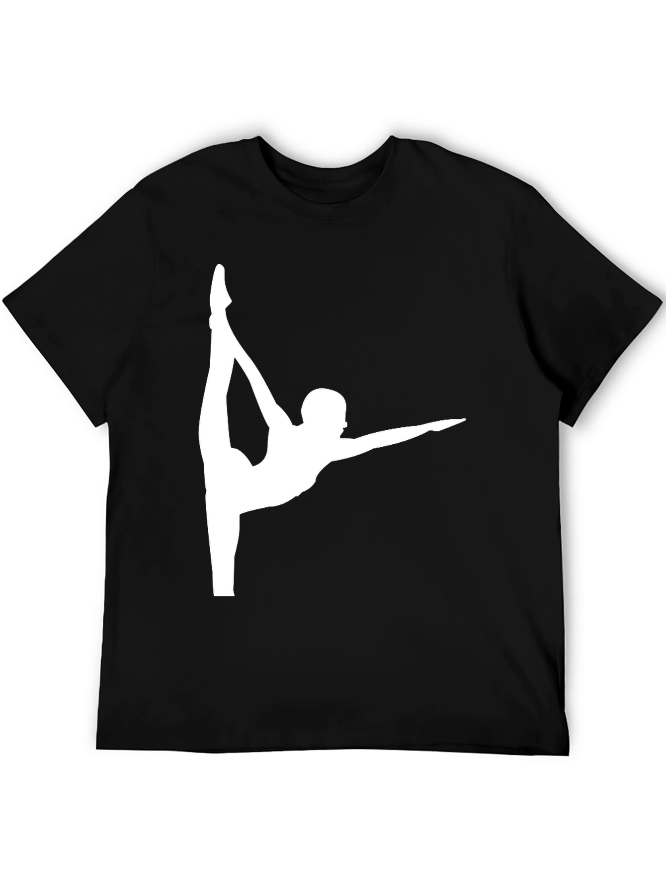 Gymnast Pose Graphic Tee - Black Cotton Casual