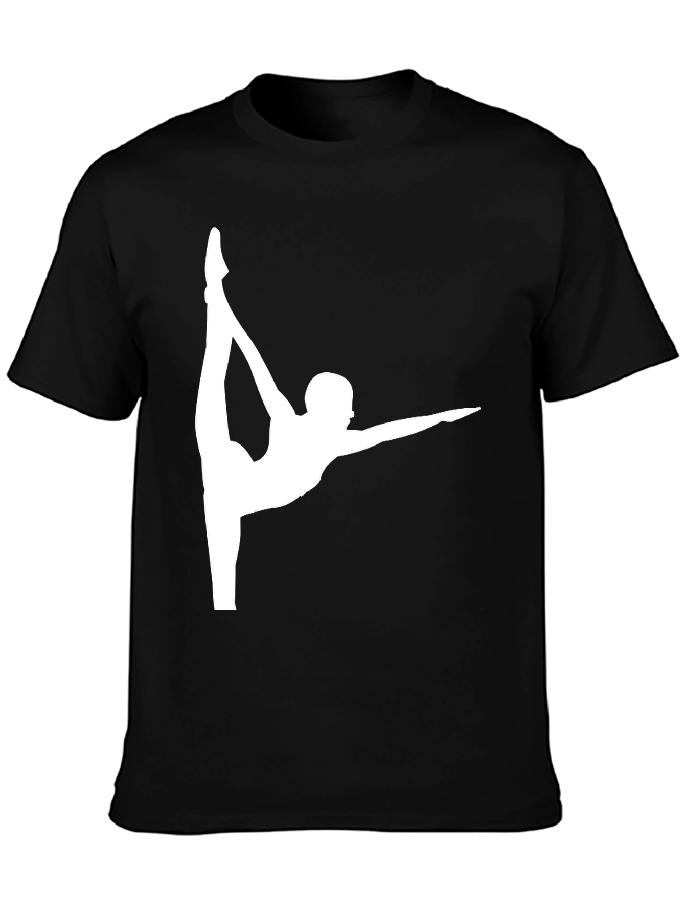 Gymnast Pose Graphic Tee - Black Cotton Casual