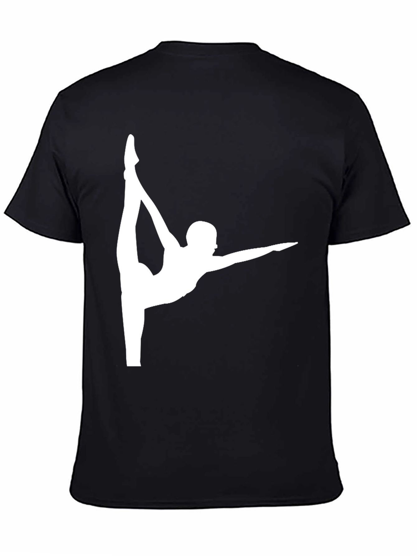 Gymnast Pose Graphic Tee - Black Cotton Casual