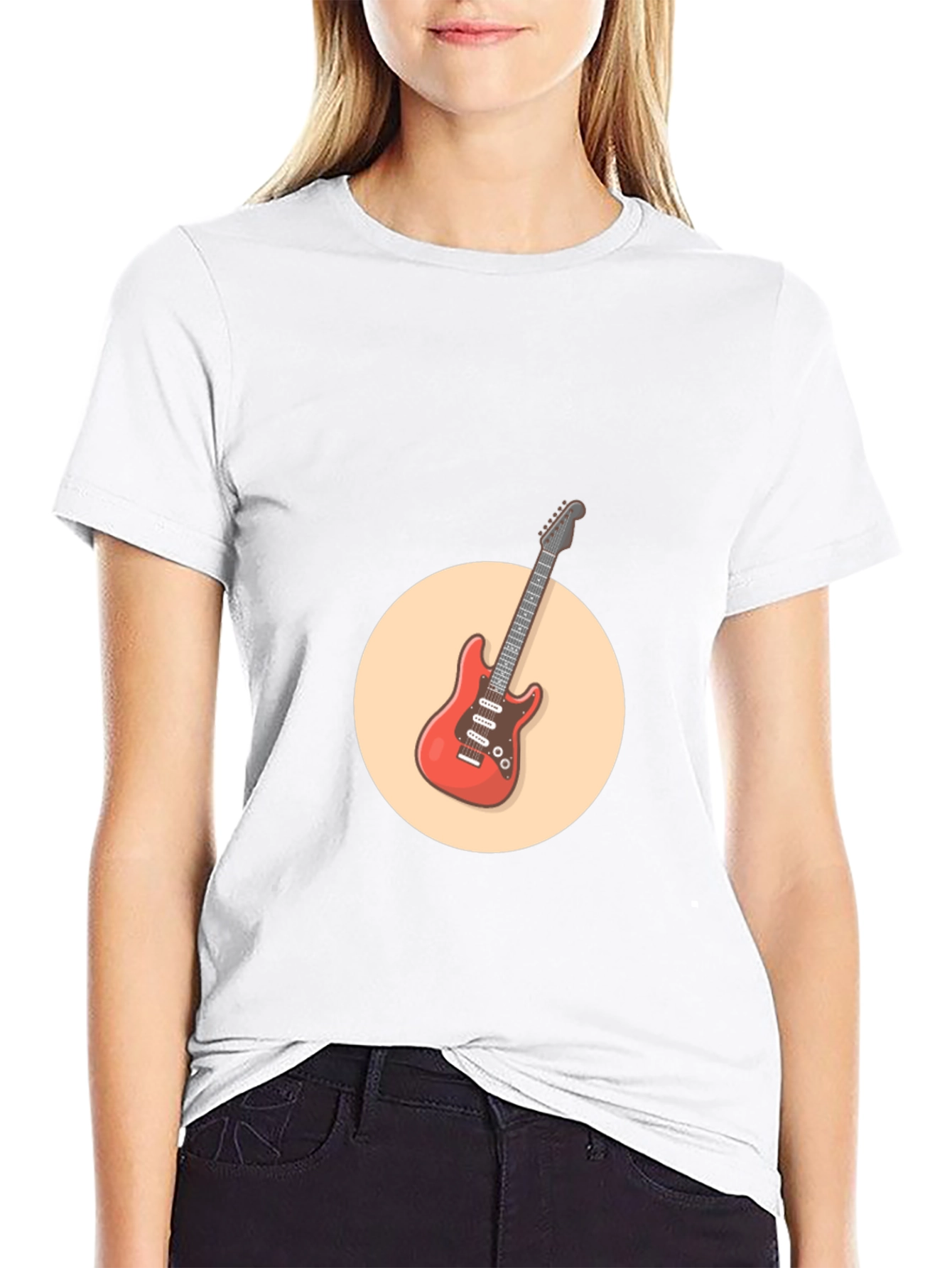 Cool Electric Guitar Graphic Tee - Black Cotton Shirt