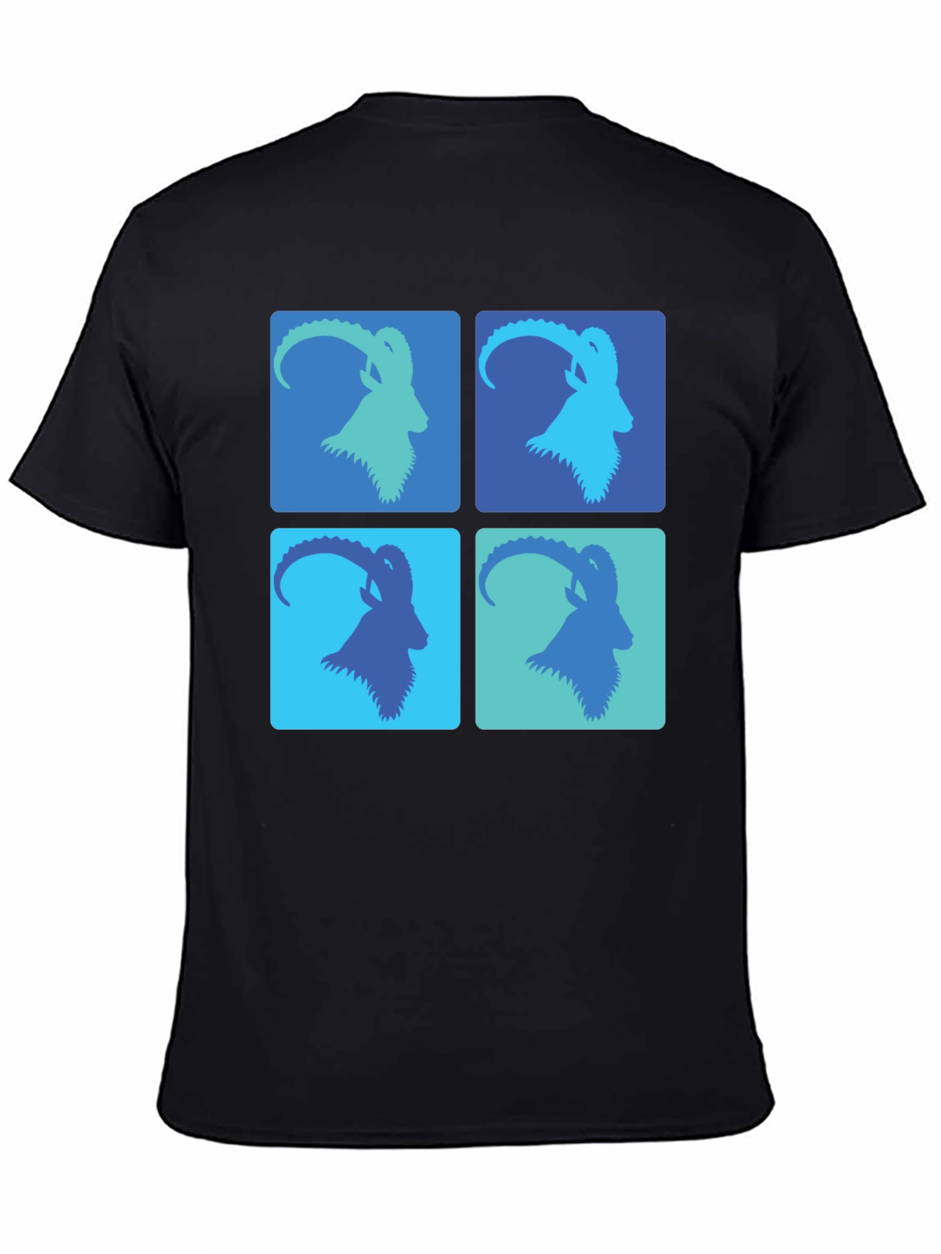 Stylish Goat Pop Art Graphic Tee - Black