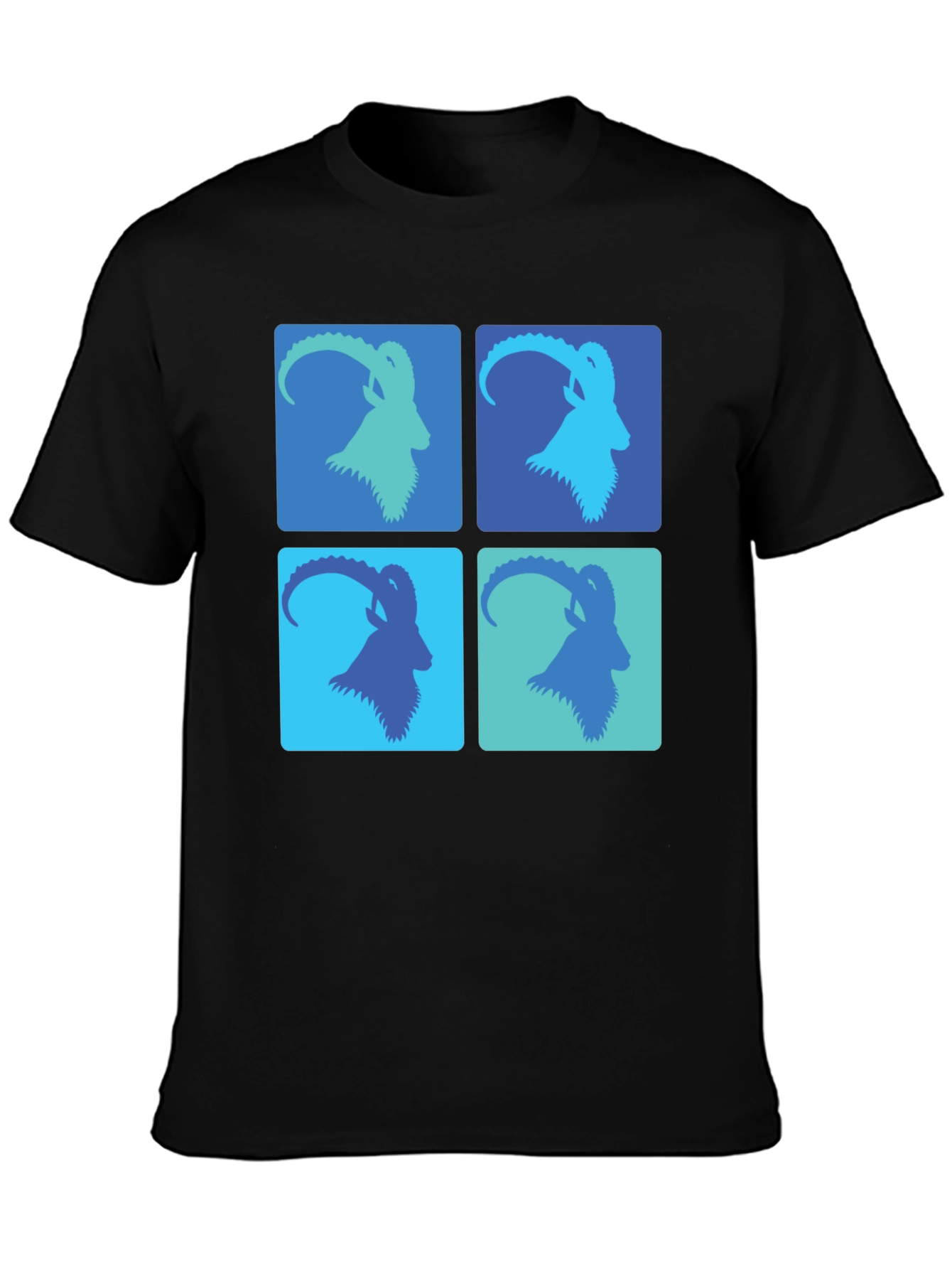 Stylish Goat Pop Art Graphic Tee - Black