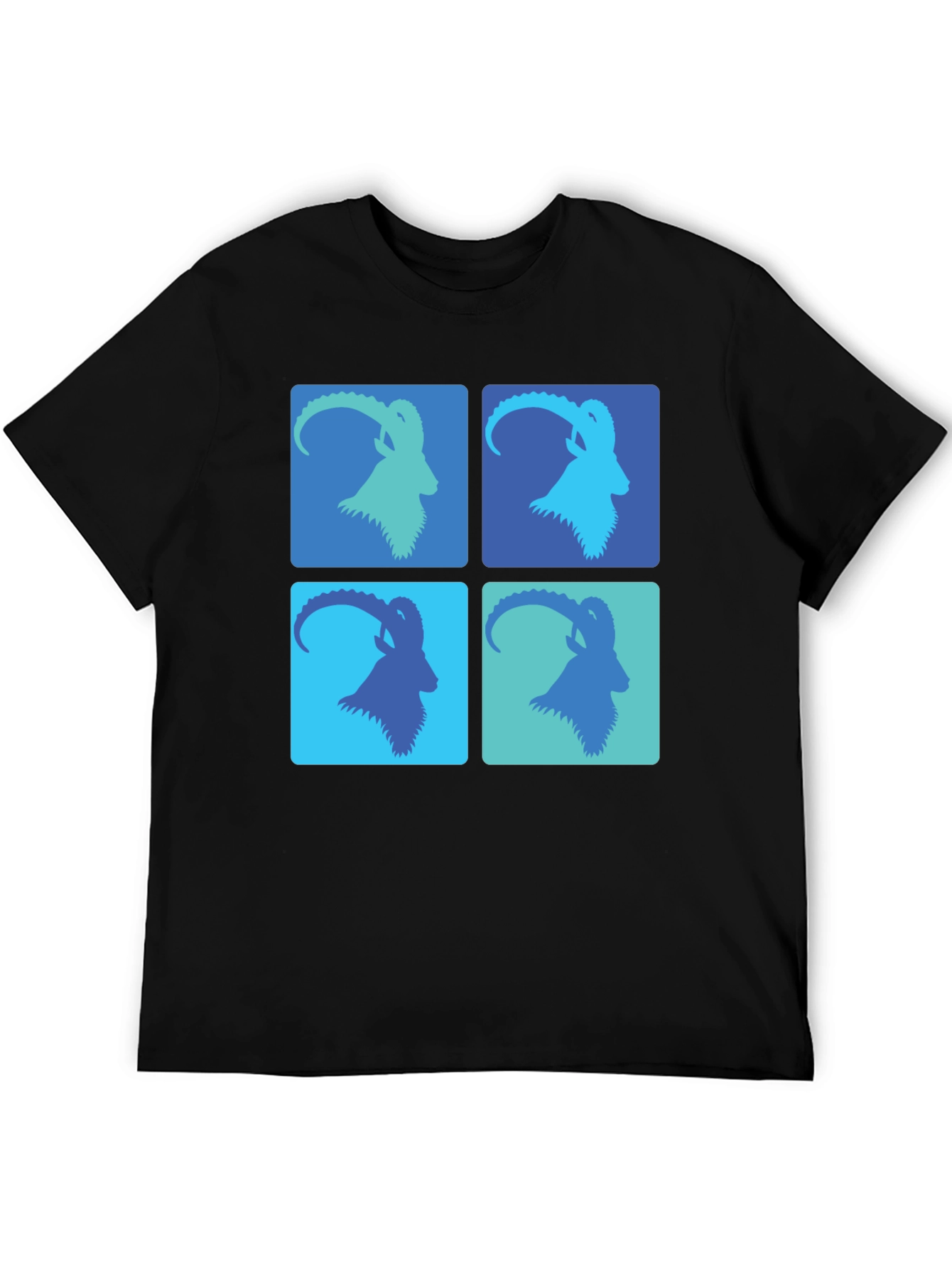 Stylish Goat Pop Art Graphic Tee - Black