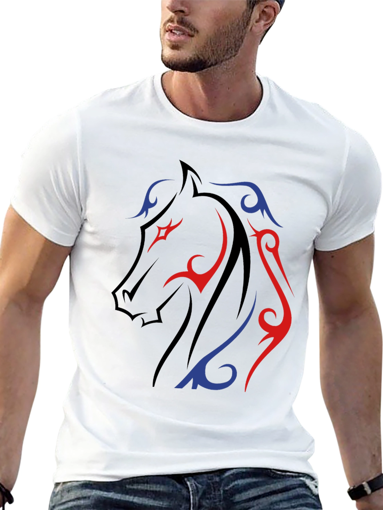 Tribal Horse Graphic Tee - Black