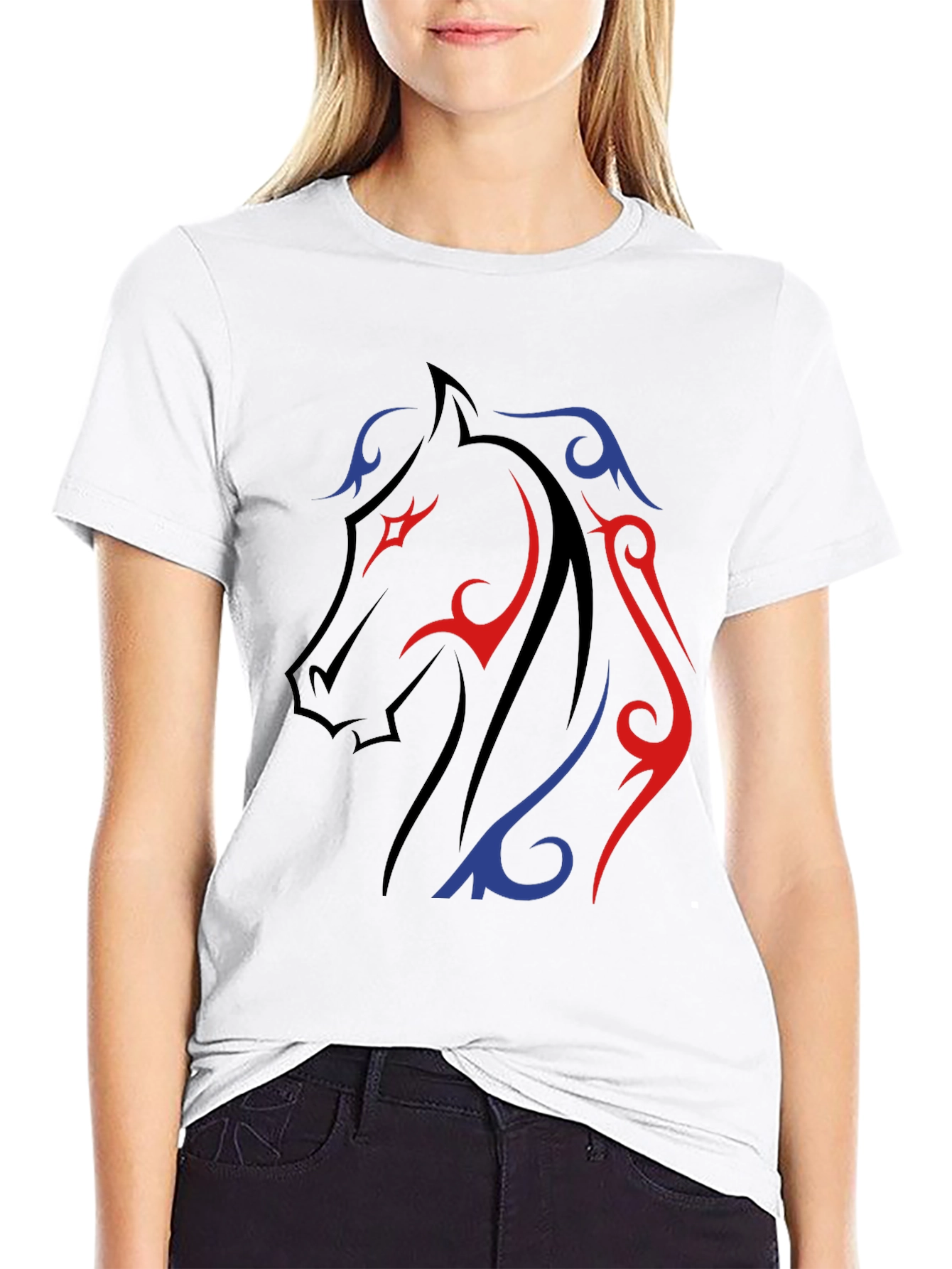 Tribal Horse Graphic Tee - Black