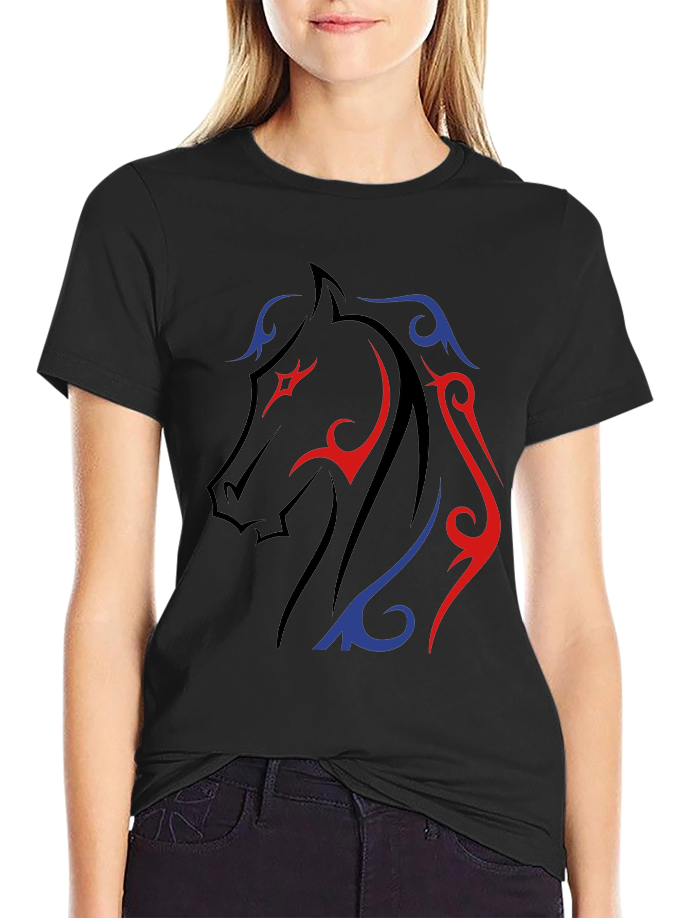 Tribal Horse Graphic Tee - Black