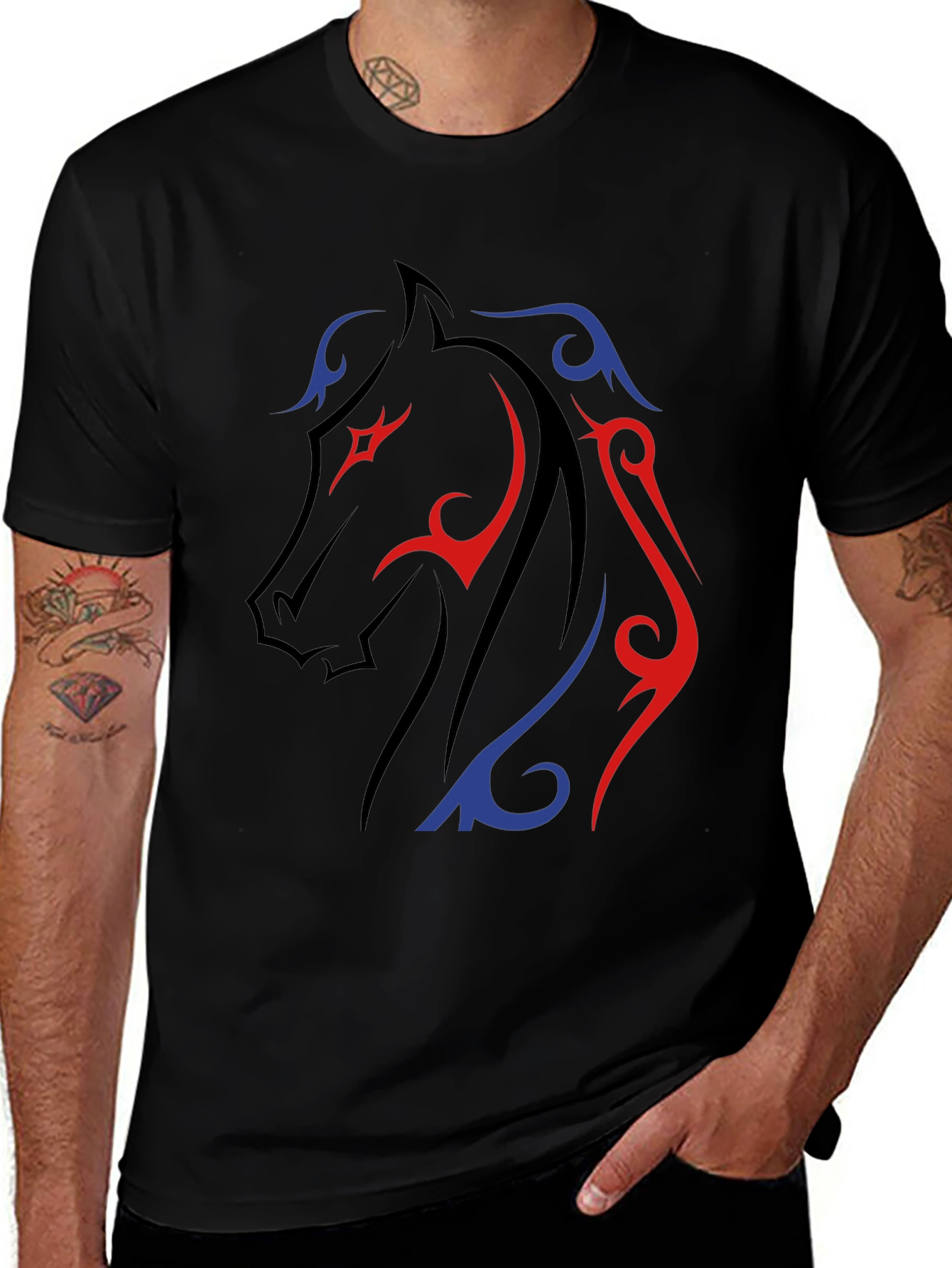 Tribal Horse Graphic Tee - Black