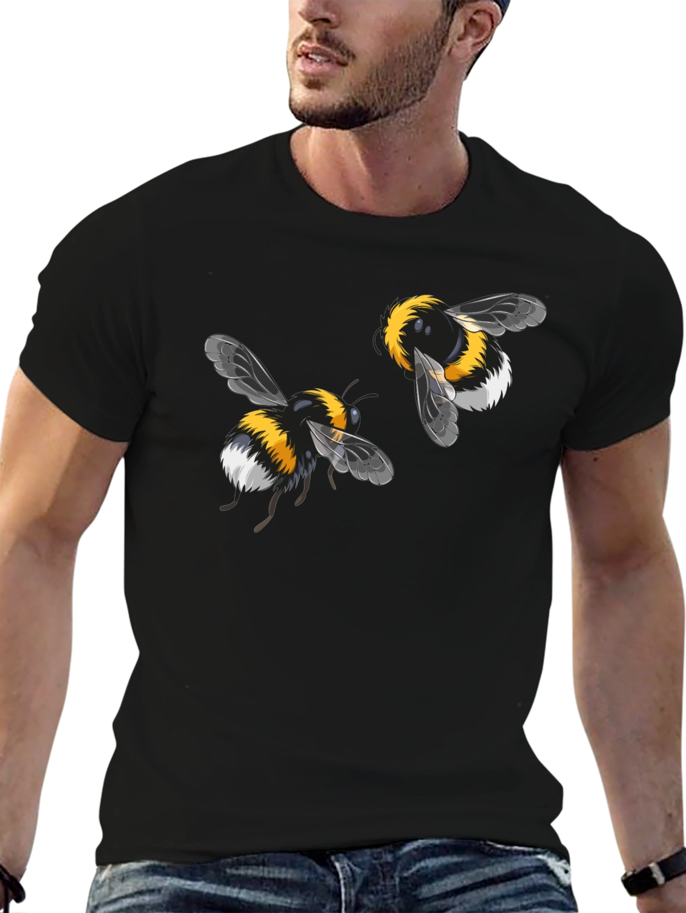Bumble Bee Graphic Tee - Black Cotton T-Shirt