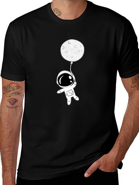 Astronaut Moon Balloon Graphic Tee - Black