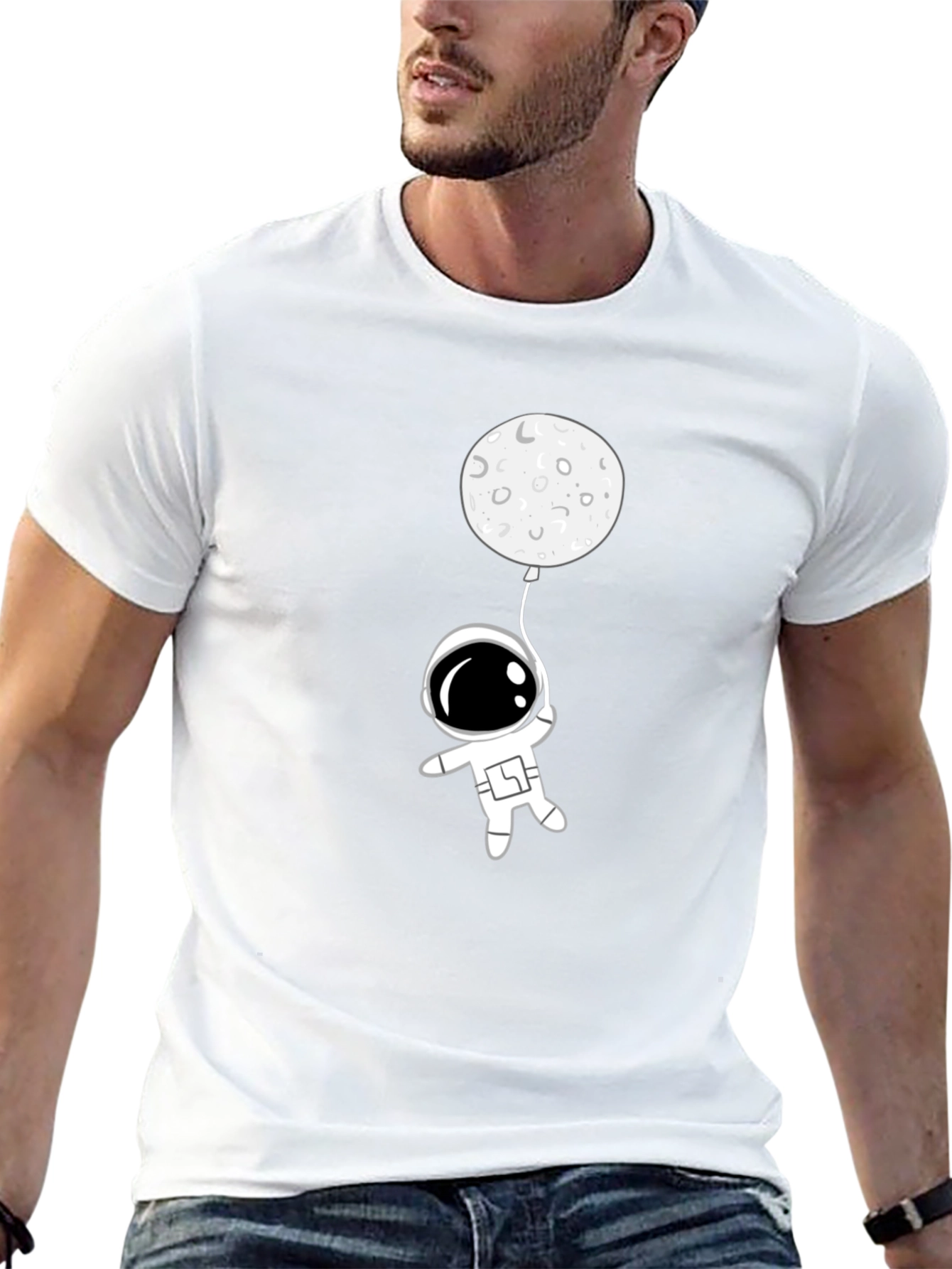 Astronaut Moon Balloon Graphic Tee - Black