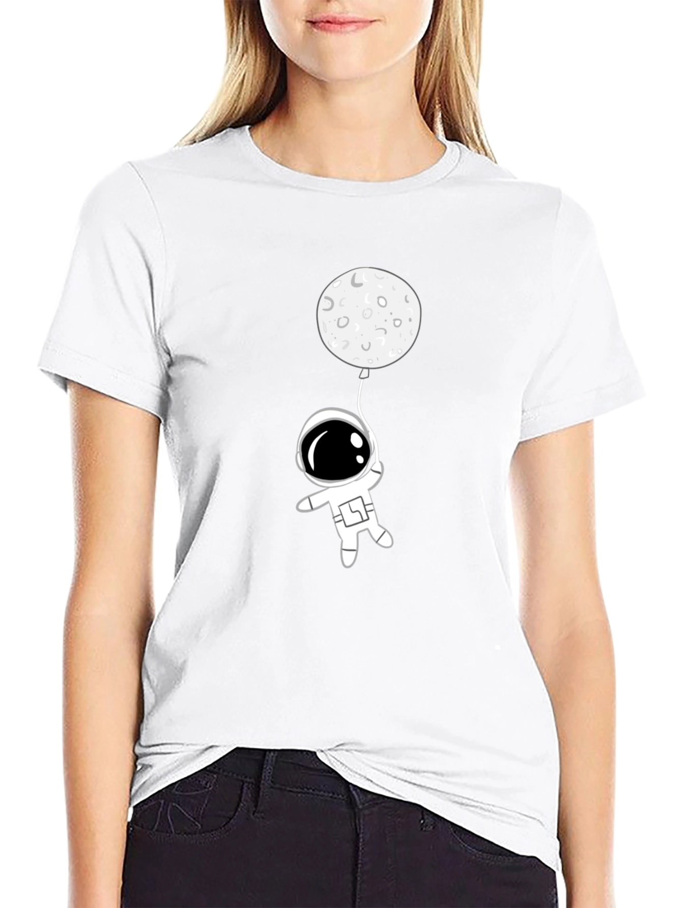 Astronaut Moon Balloon Graphic Tee - Black