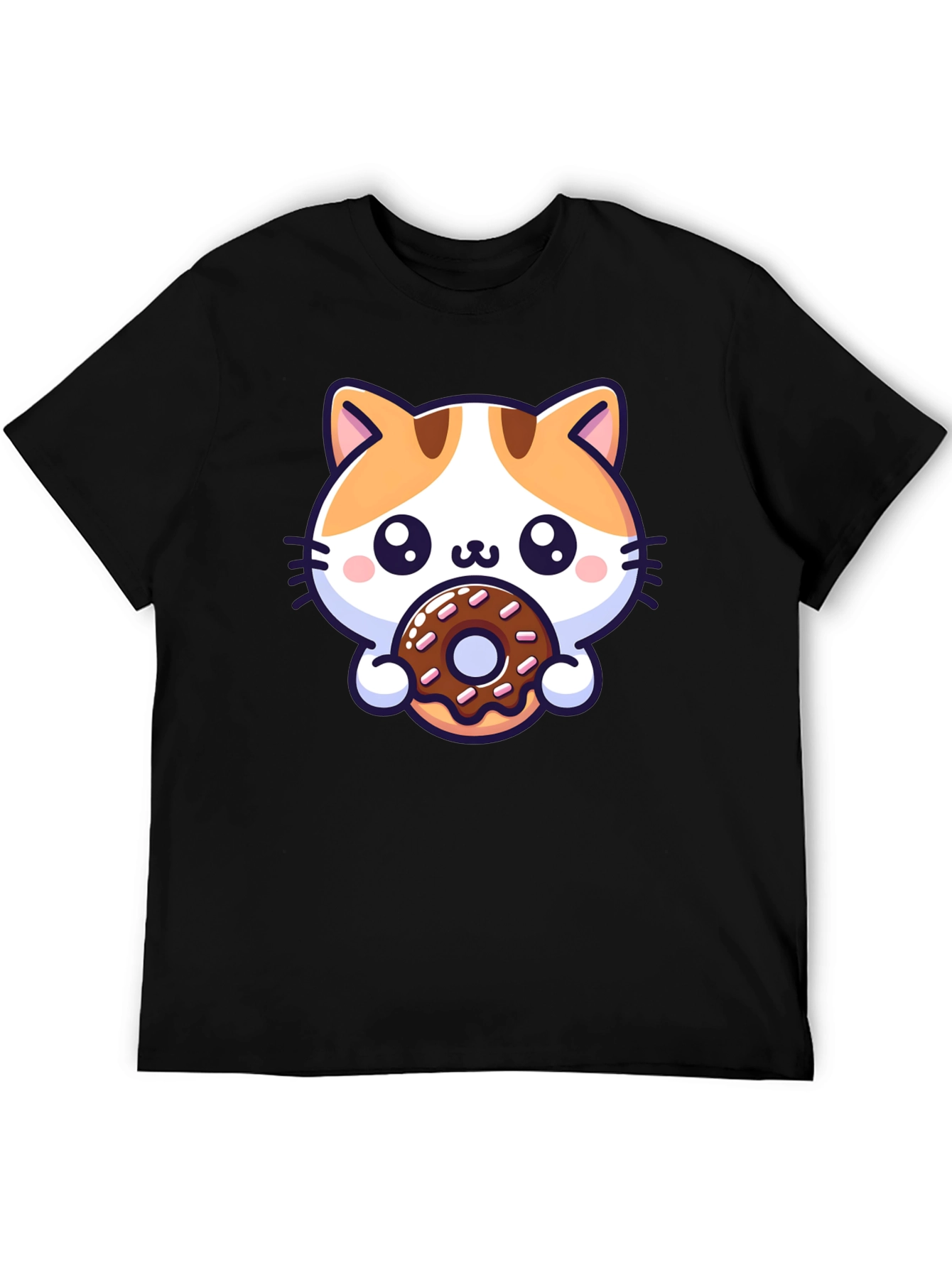 Cute Cat Donut T-Shirt - Unisex Black Tee