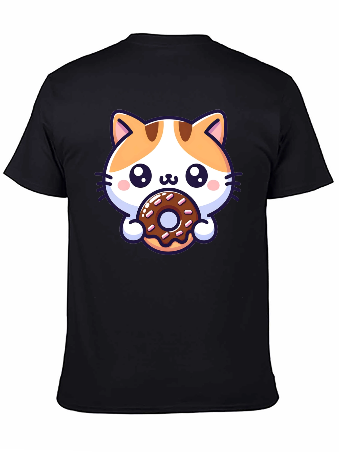 Cute Cat Donut T-Shirt - Unisex Black Tee