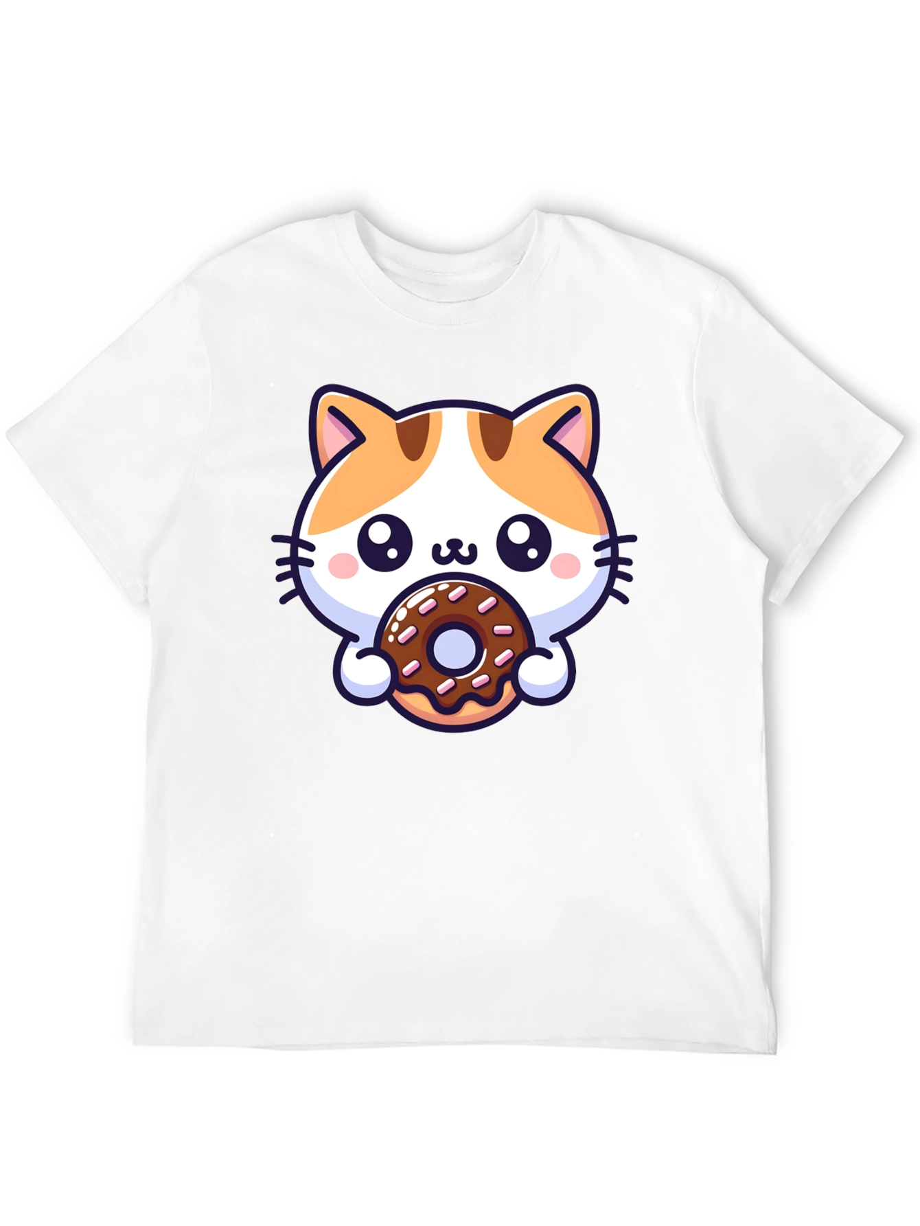 Cute Cat Donut T-Shirt - Unisex Black Tee