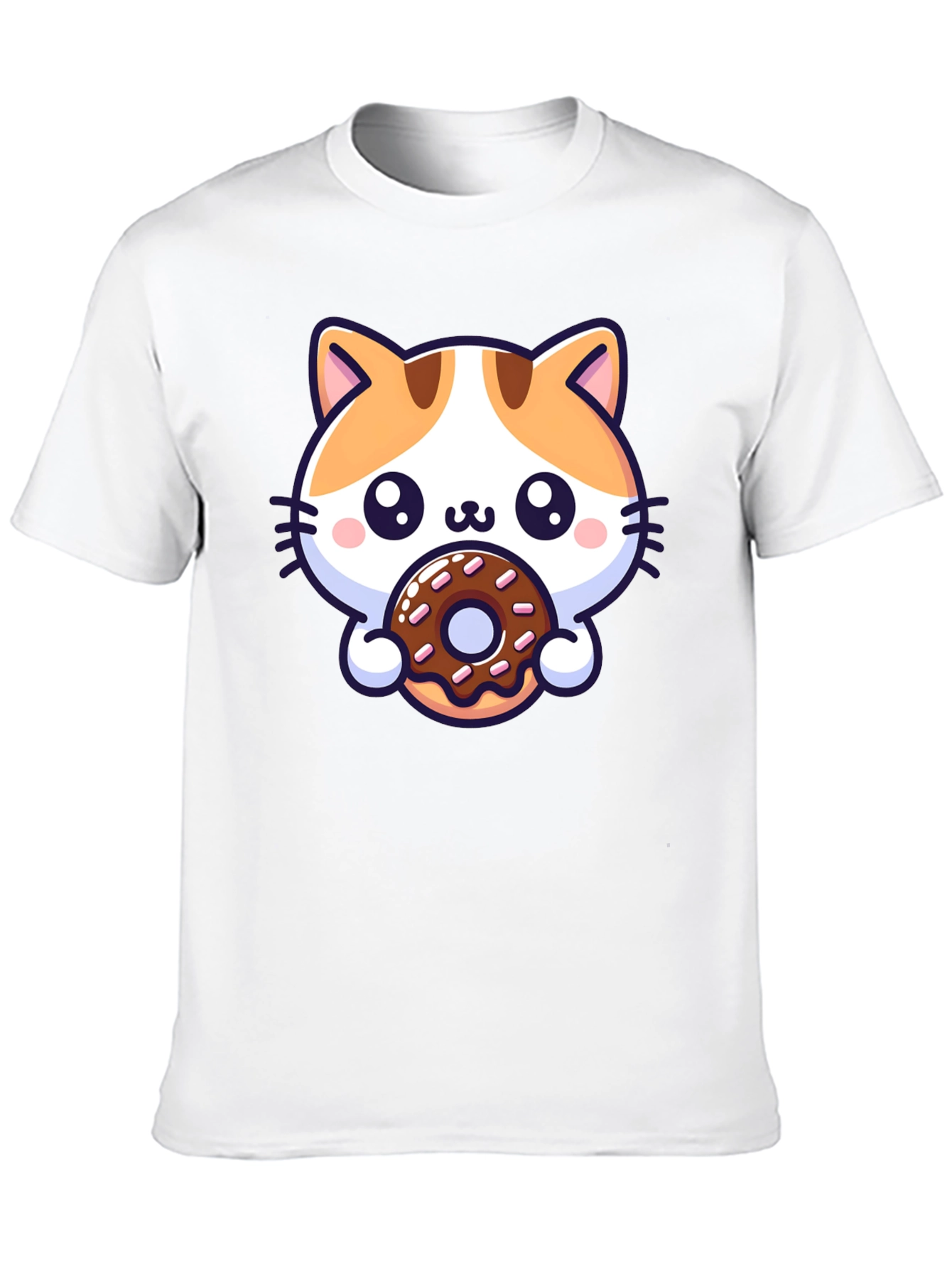 Cute Cat Donut T-Shirt - Unisex Black Tee