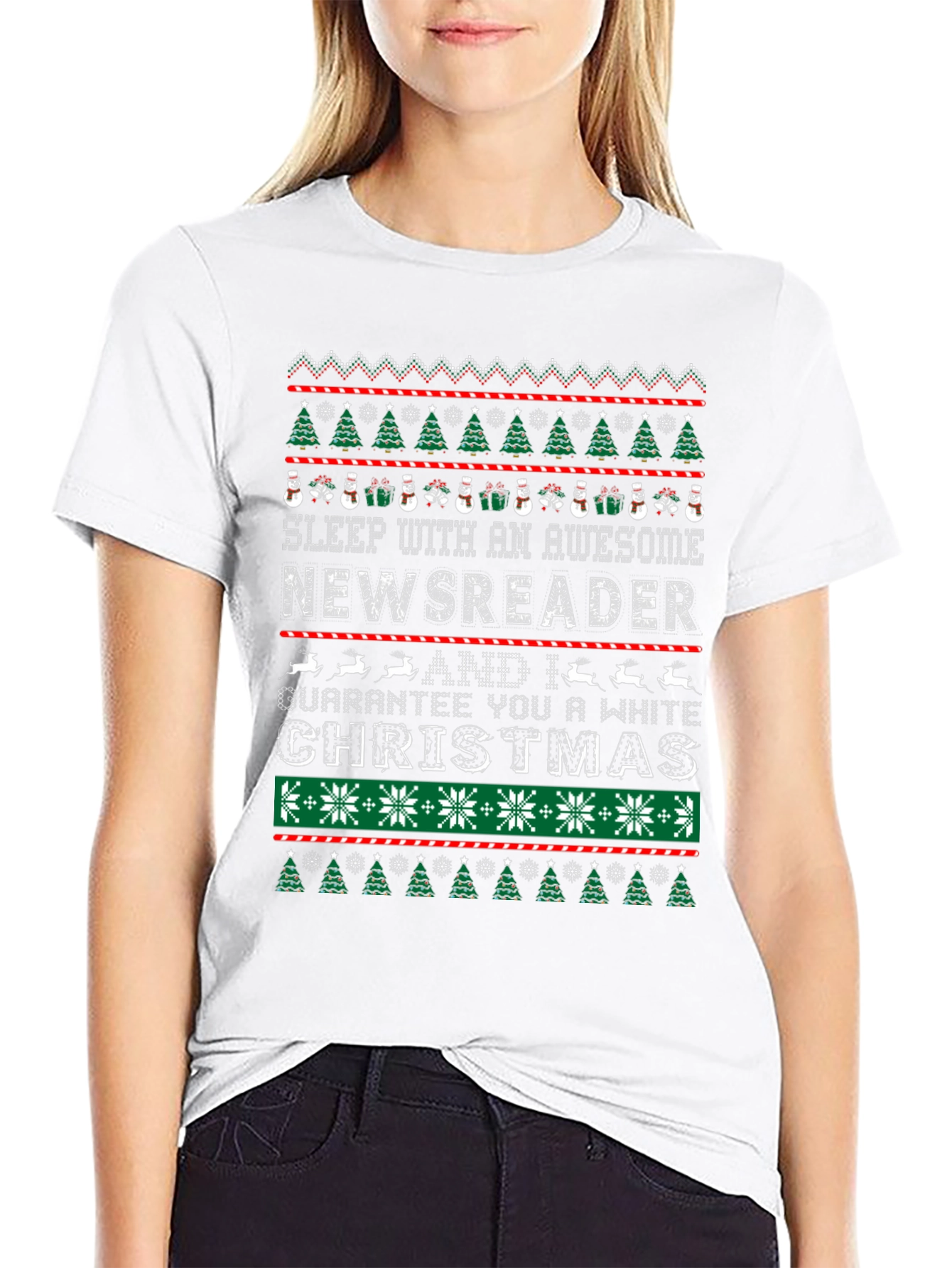 Funny Newsreader Ugly Christmas T-Shirt