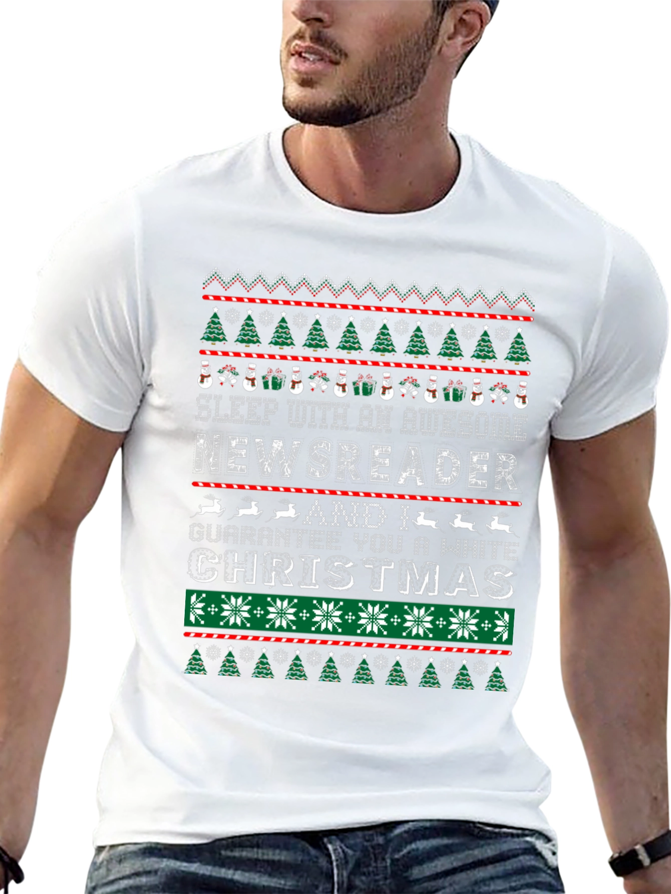 Funny Newsreader Ugly Christmas T-Shirt