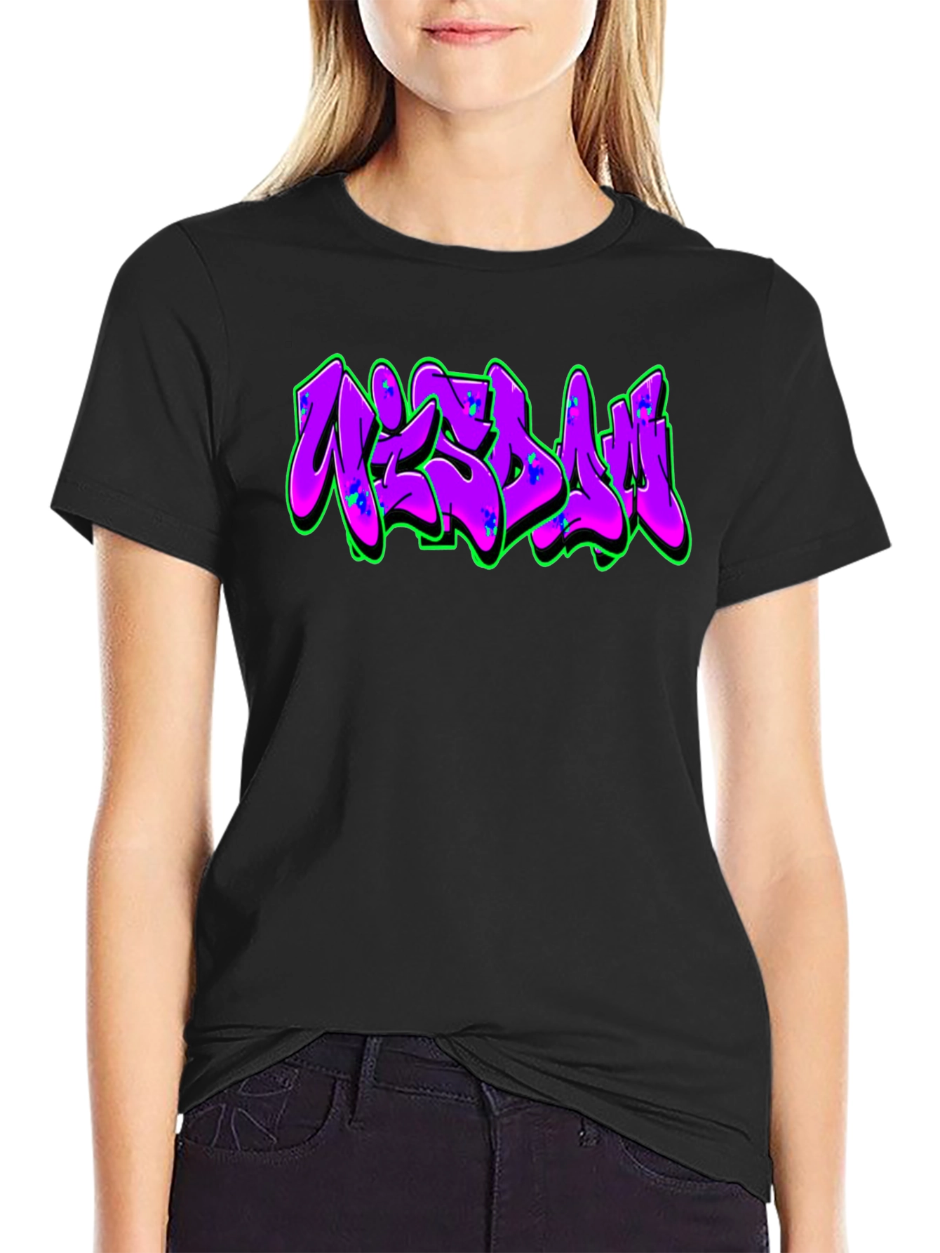 Graffiti Style Graphic Print Black T-Shirt