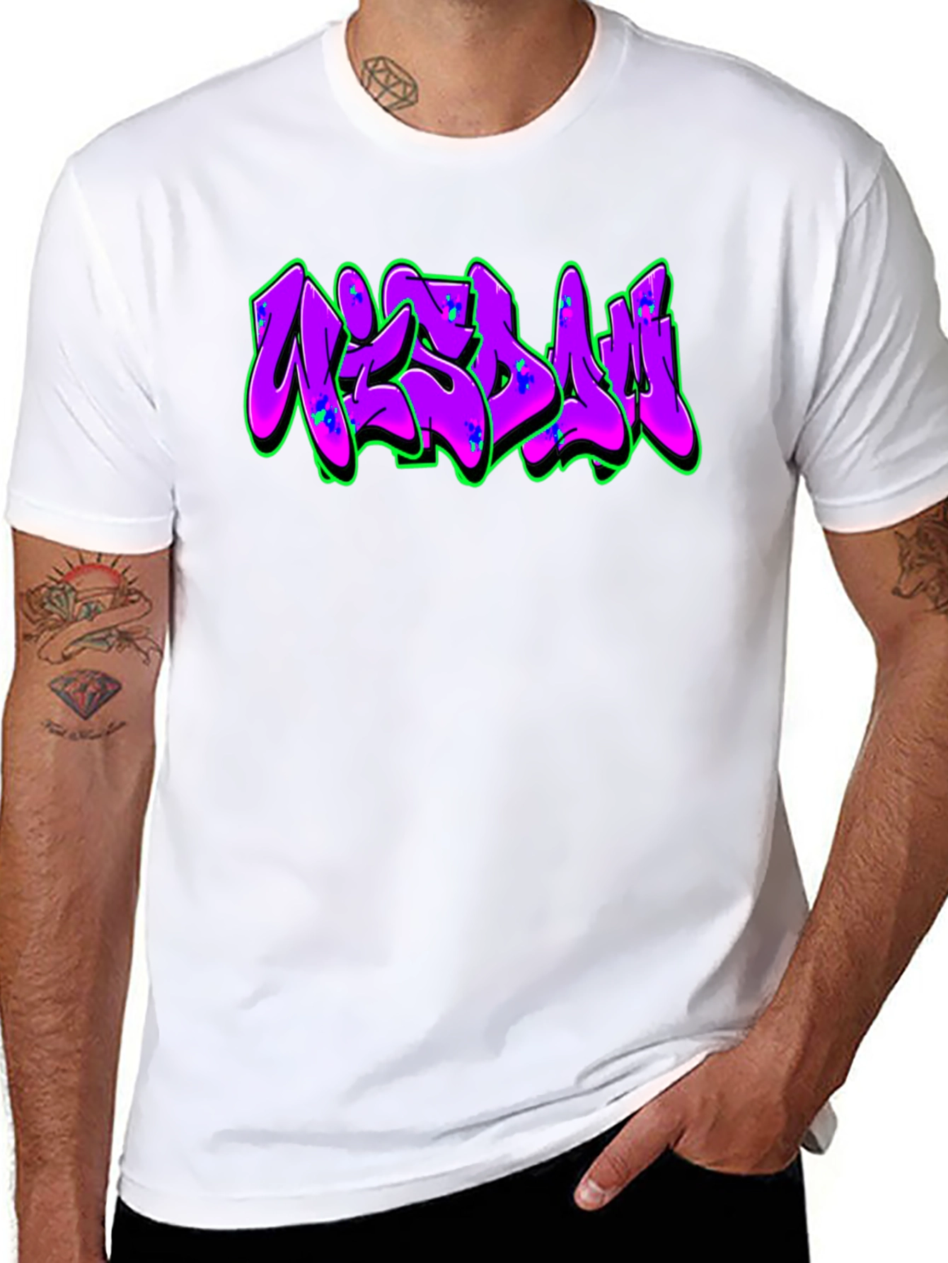 Graffiti Style Graphic Print Black T-Shirt
