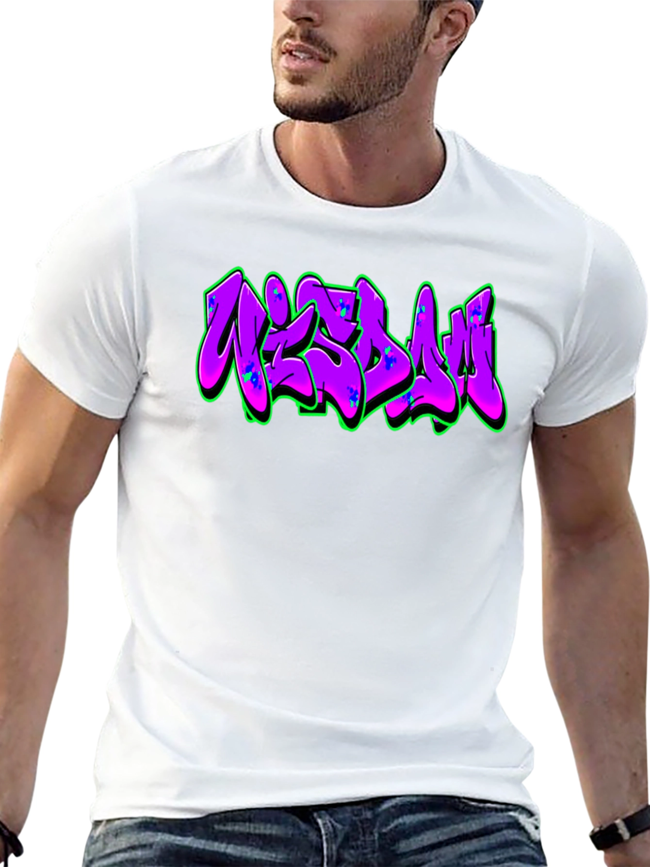 Graffiti Style Graphic Print Black T-Shirt