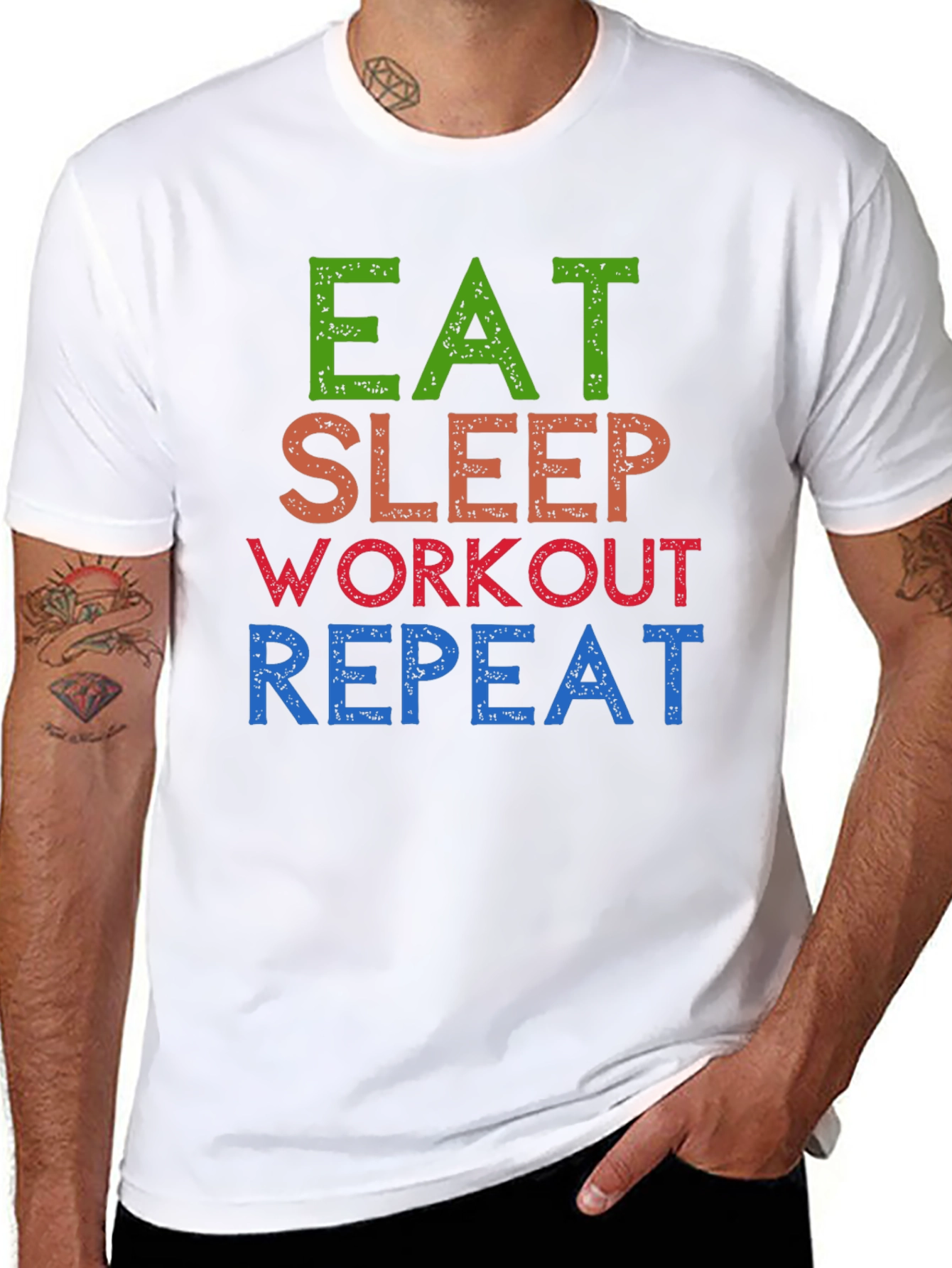 Eat Sleep Workout Repeat Graphic Tee