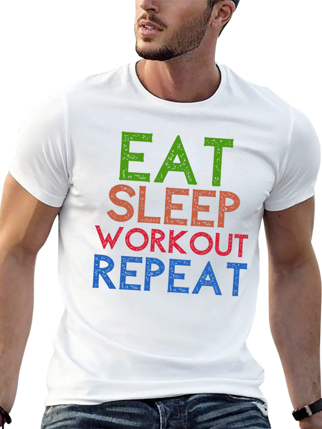 Eat Sleep Workout Repeat Graphic Tee