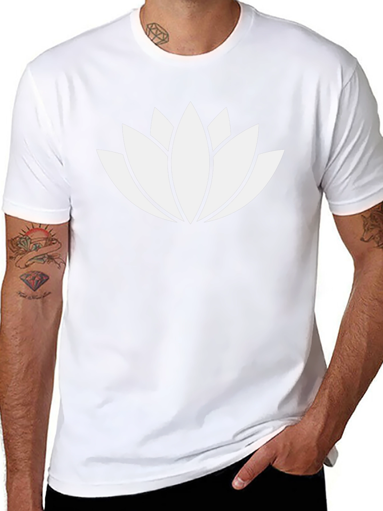 Lotus Flower Graphic T-Shirt - Black Cotton Blend