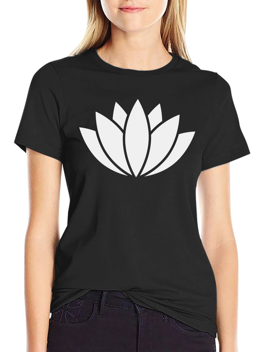 Lotus Flower Graphic T-Shirt - Black Cotton Blend