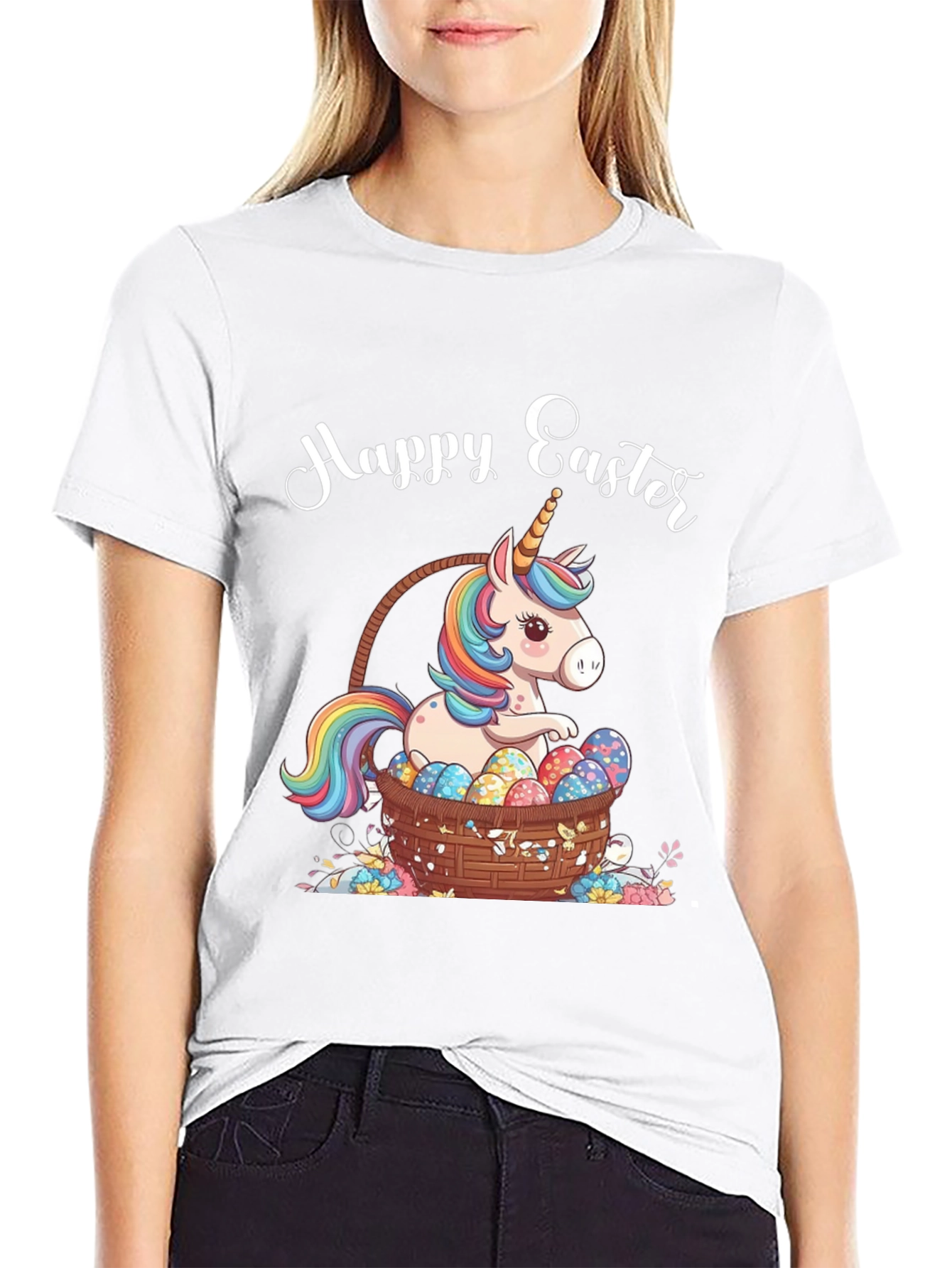 Happy Easter Unicorn Basket T-Shirt