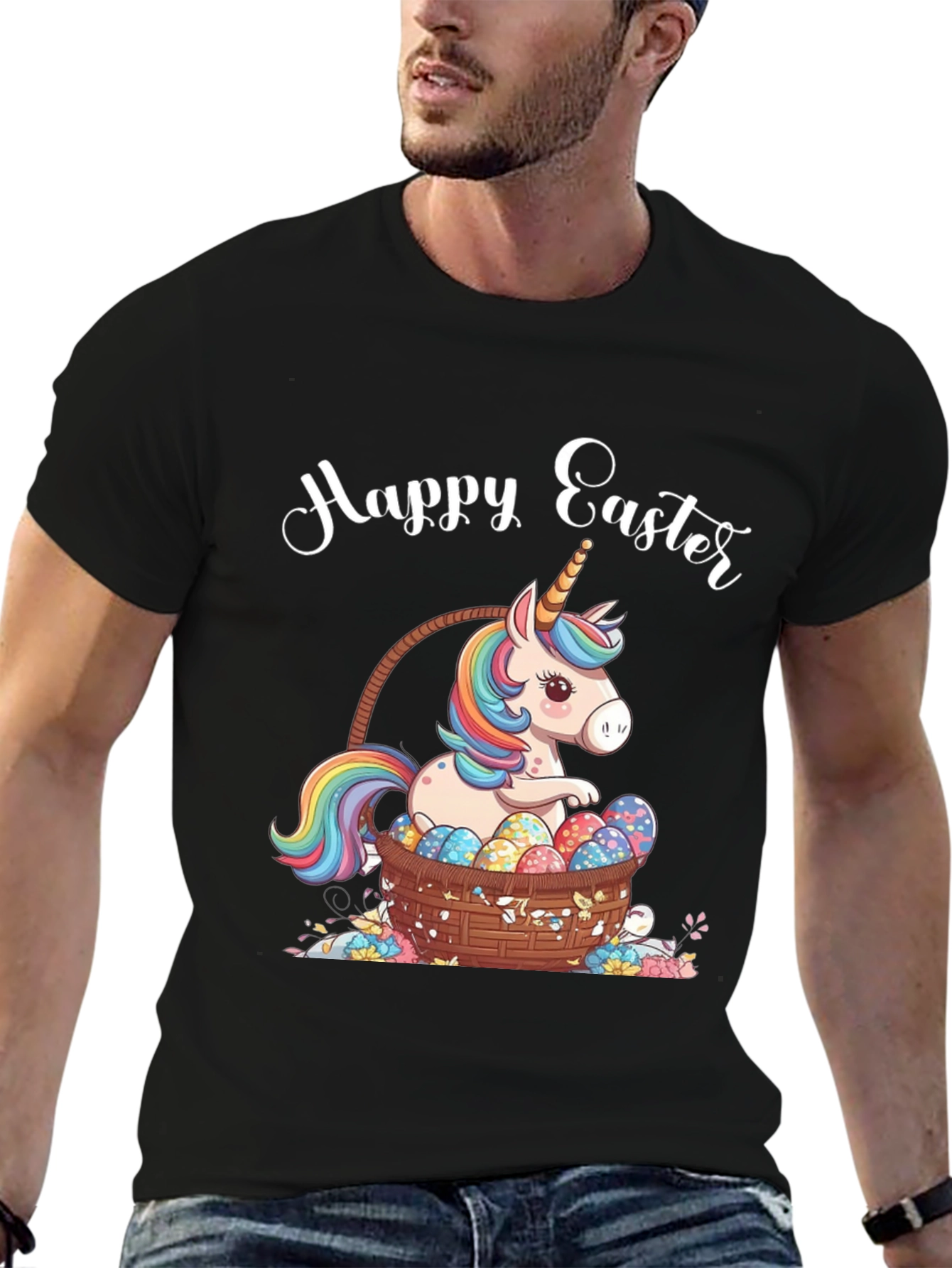 Happy Easter Unicorn Basket T-Shirt
