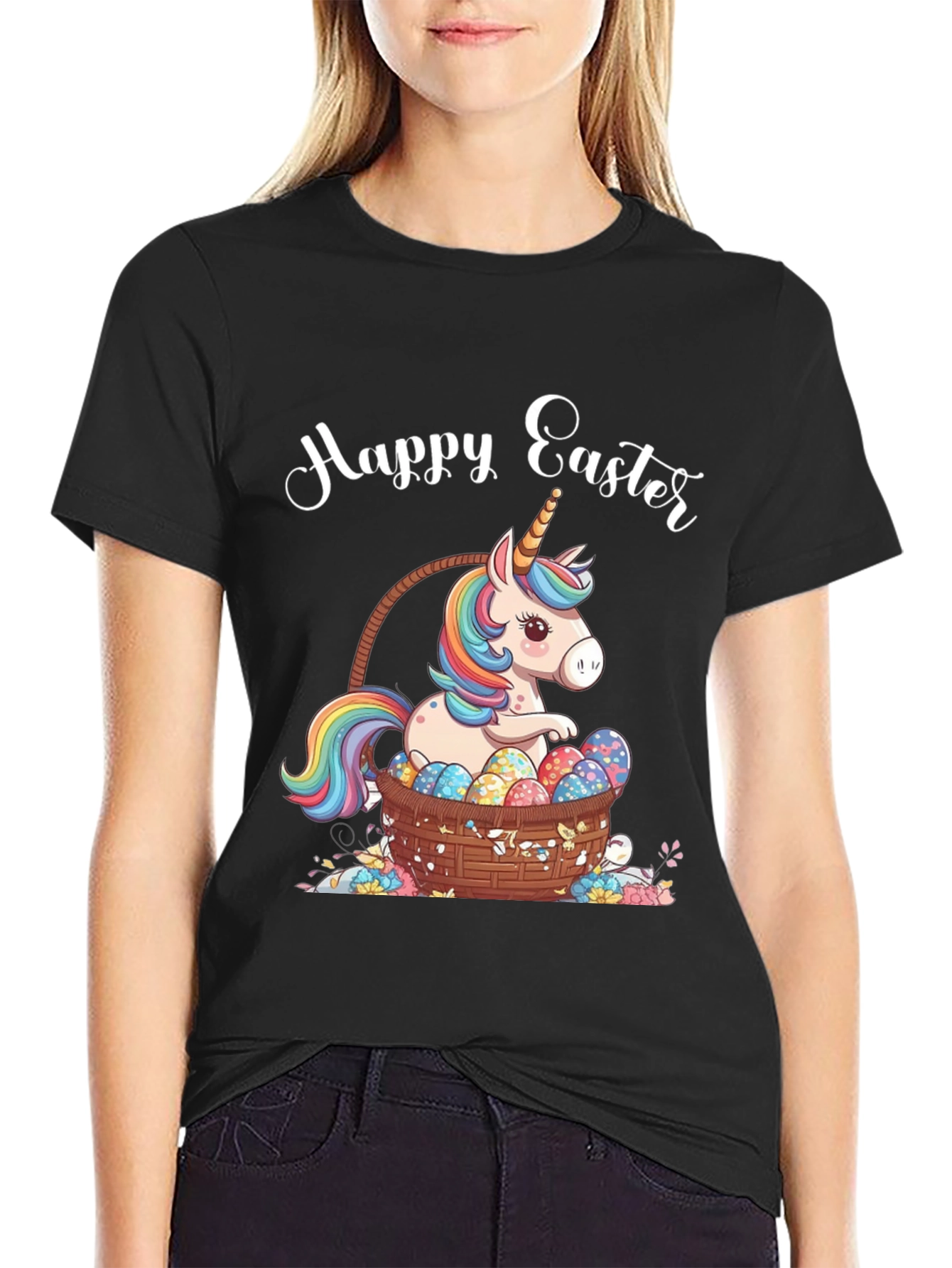 Happy Easter Unicorn Basket T-Shirt