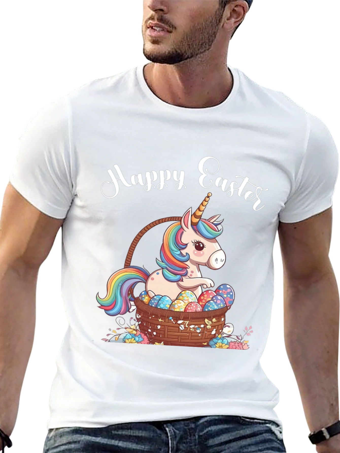 Happy Easter Unicorn Basket T-Shirt