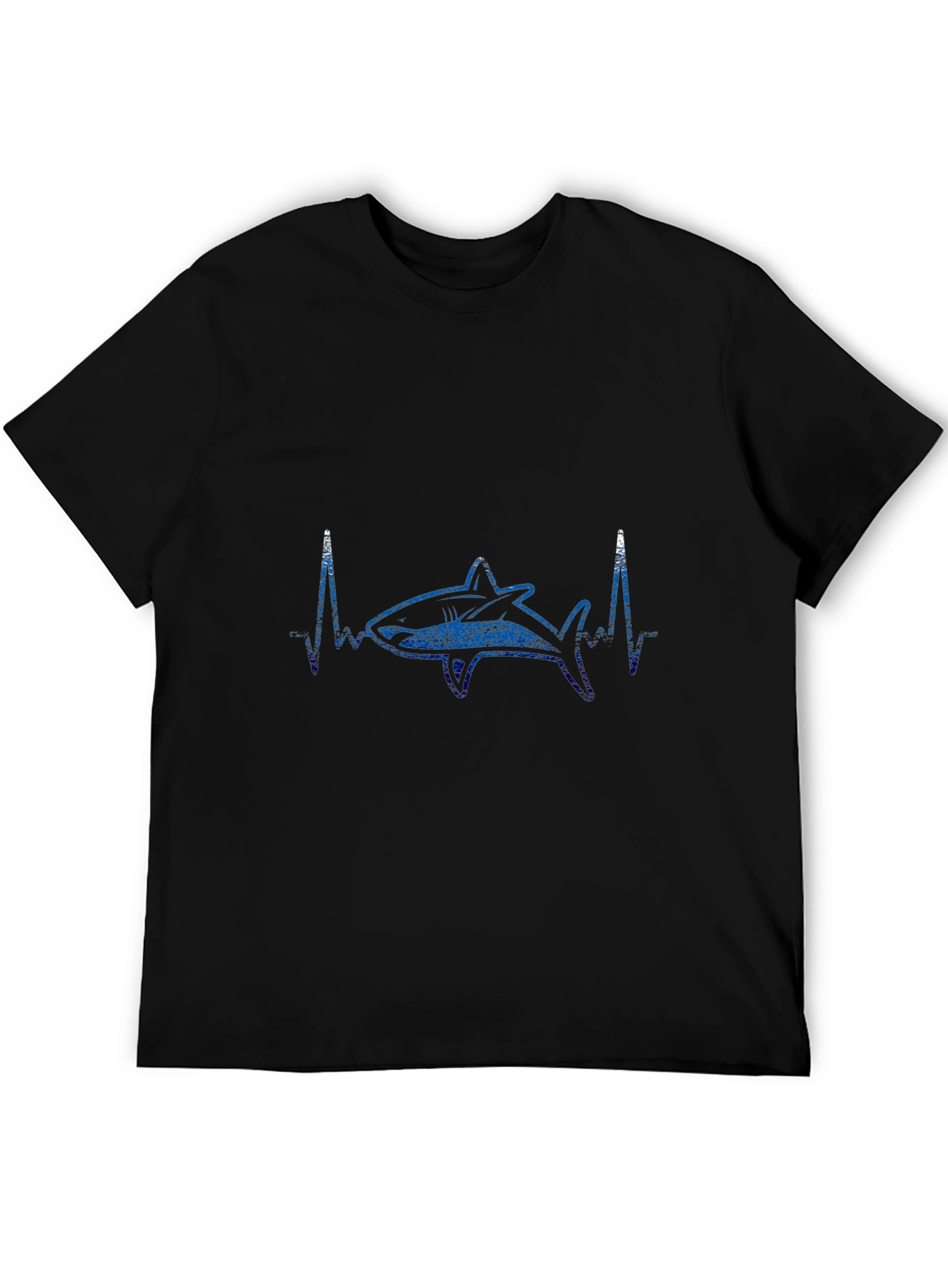 Shark Heartbeat Graphic Tee - Black Cotton T-Shirt