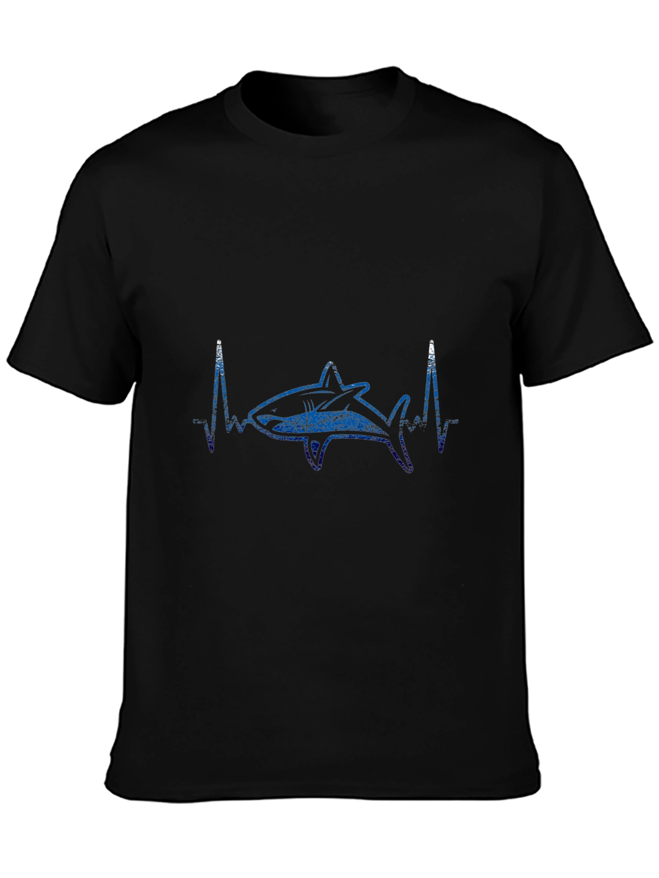Shark Heartbeat Graphic Tee - Black Cotton T-Shirt
