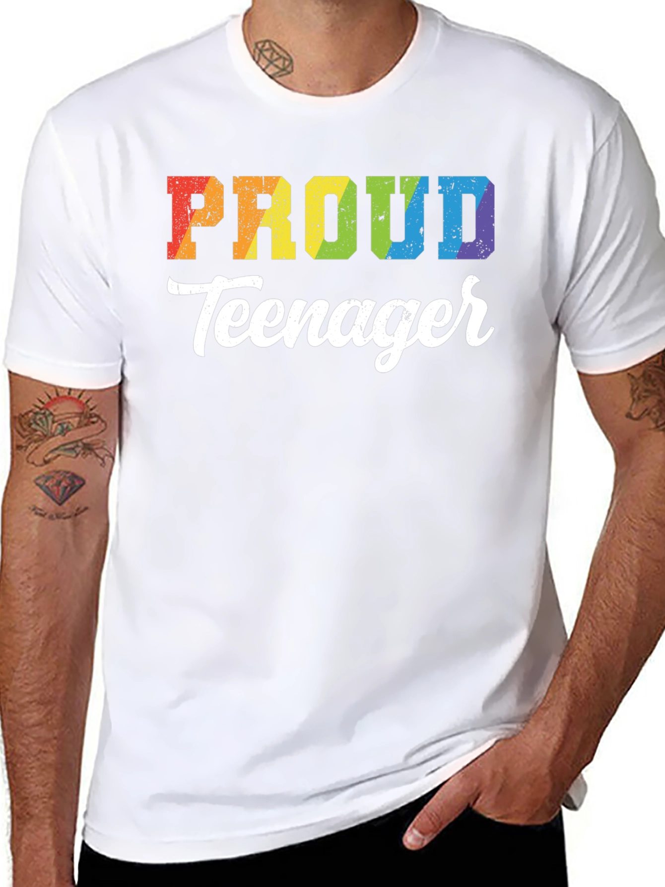Proud Teenager Rainbow Graphic T-Shirt