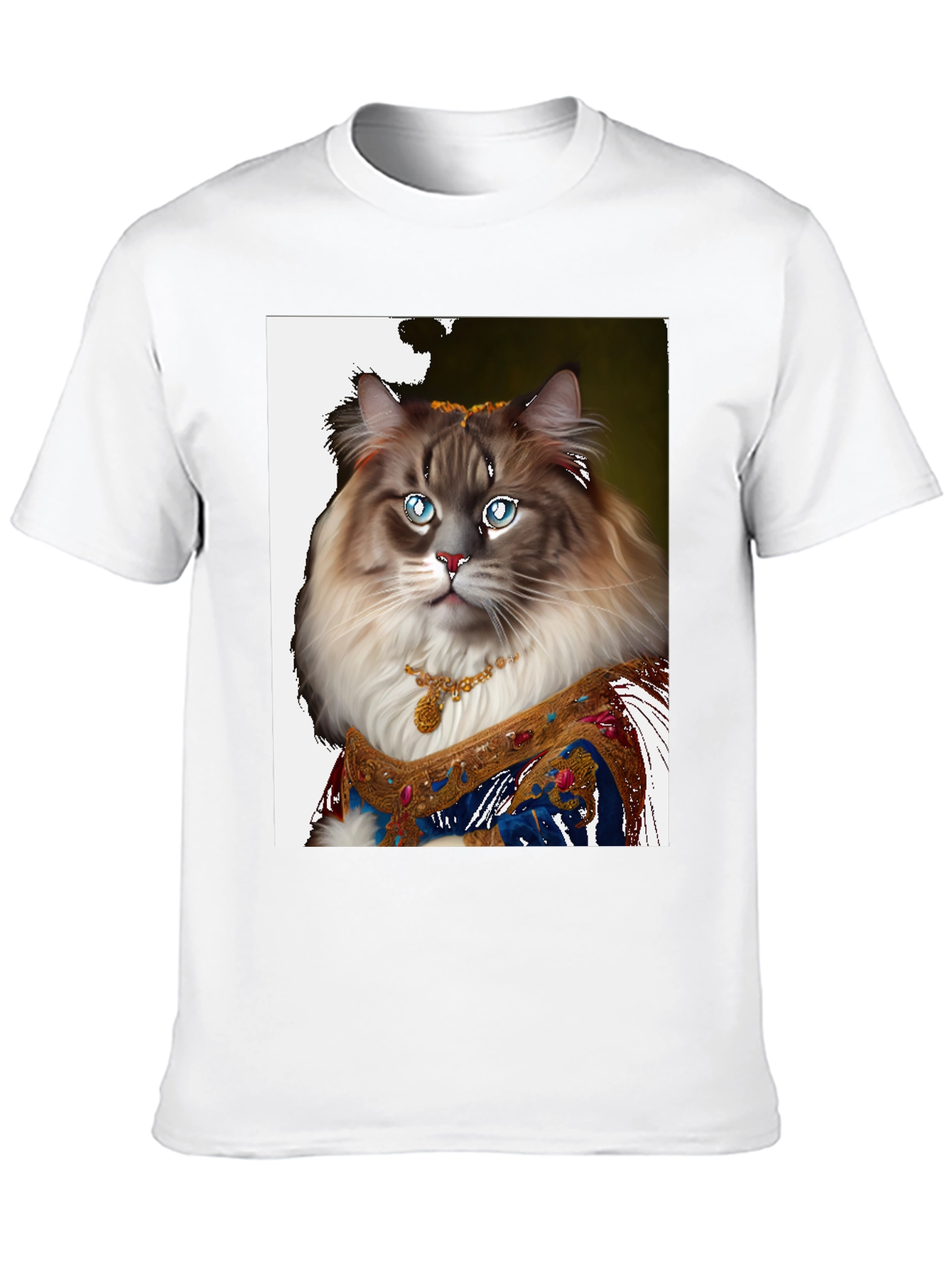 Regal Cat Portrait T-Shirt - Unique Feline Design