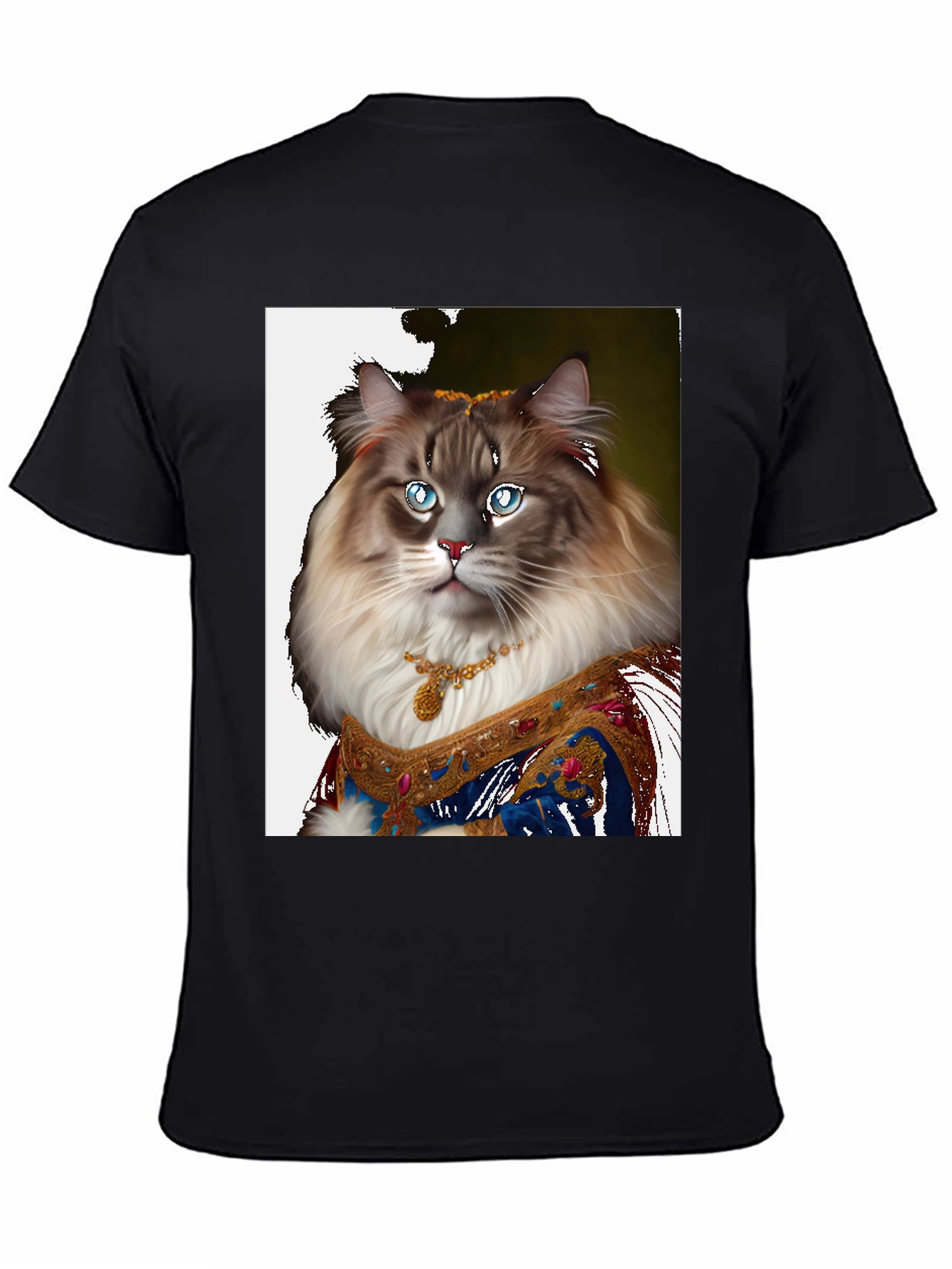 Regal Cat Portrait T-Shirt - Unique Feline Design