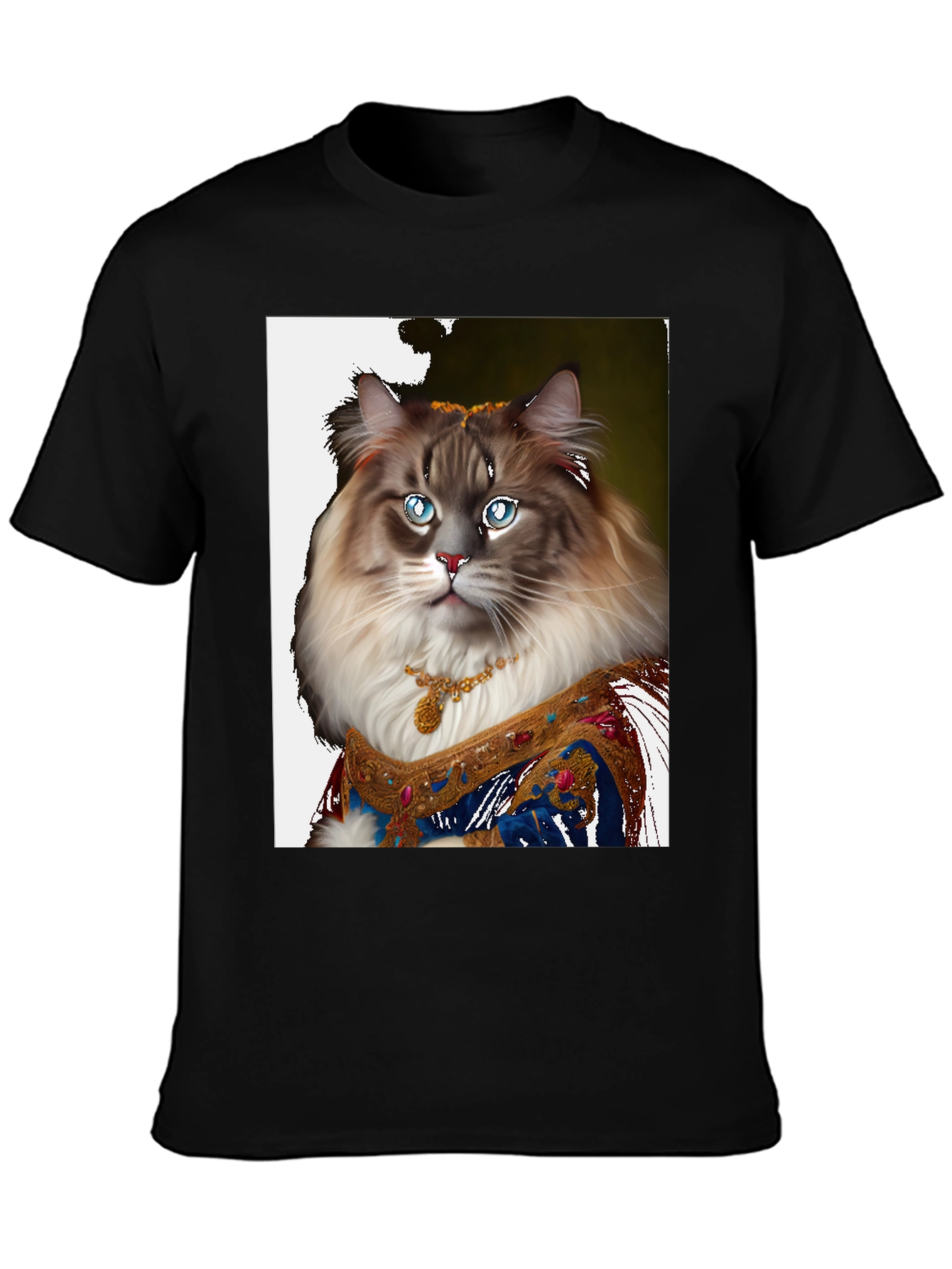 Regal Cat Portrait T-Shirt - Unique Feline Design