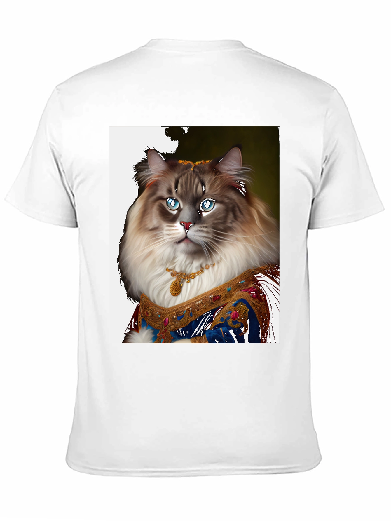 Regal Cat Portrait T-Shirt - Unique Feline Design