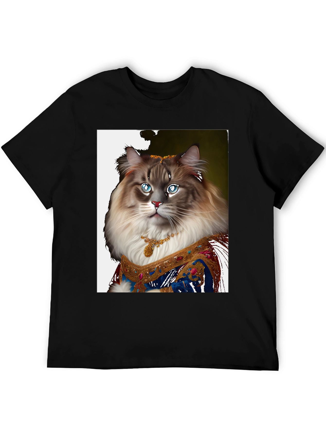 Regal Cat Portrait T-Shirt - Unique Feline Design