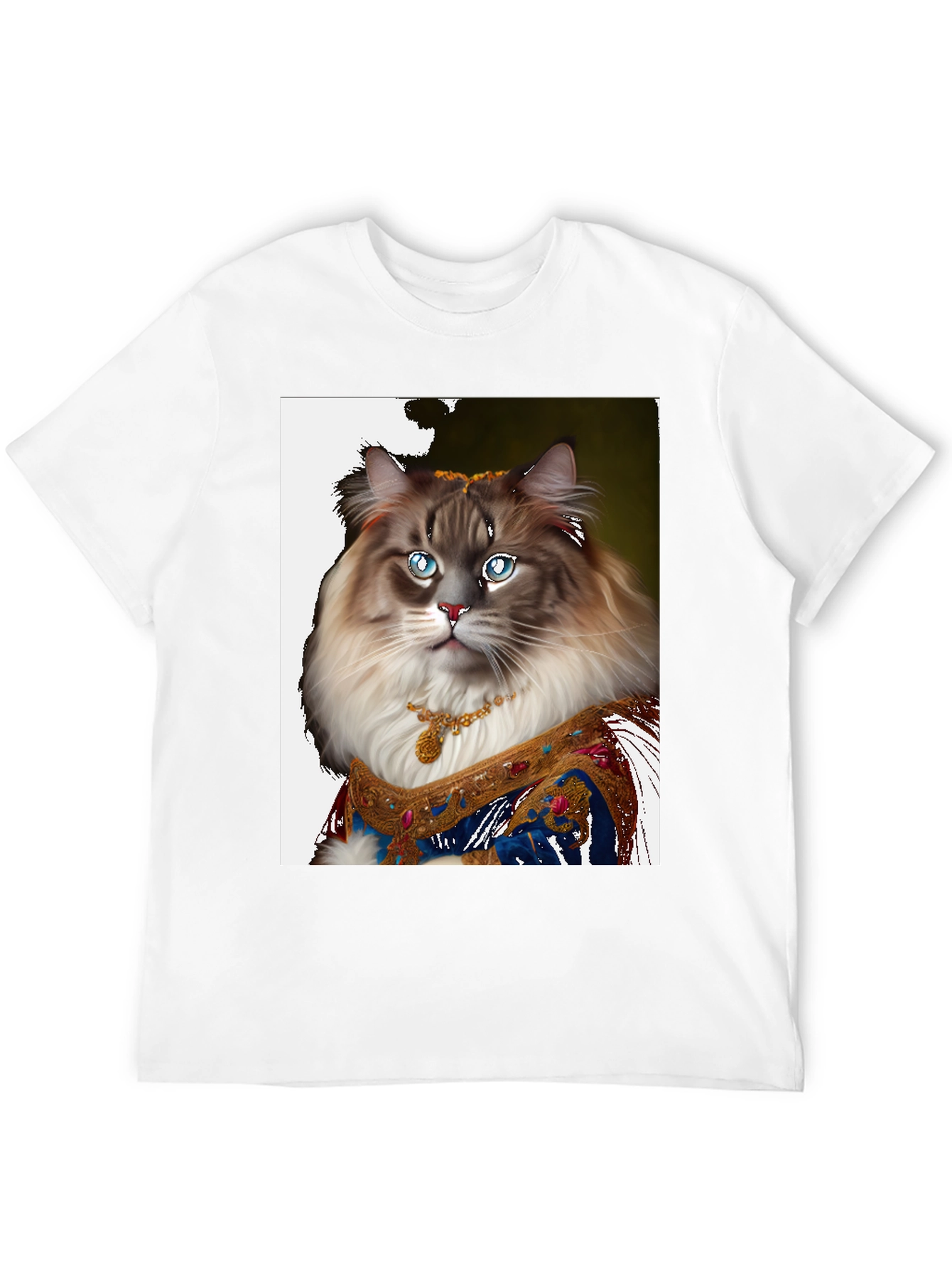 Regal Cat Portrait T-Shirt - Unique Feline Design