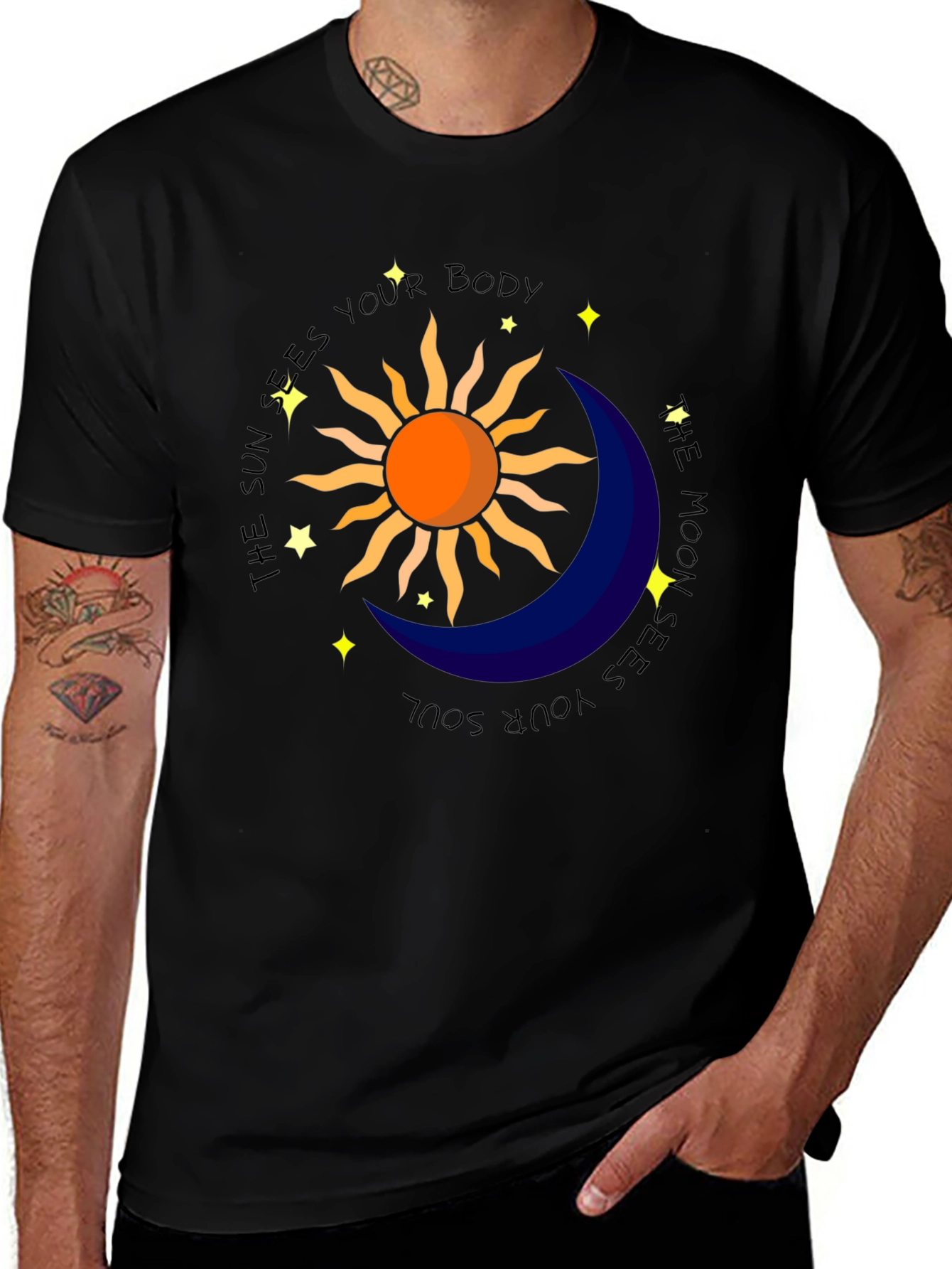 Celestial Sun & Moon Graphic T-Shirt