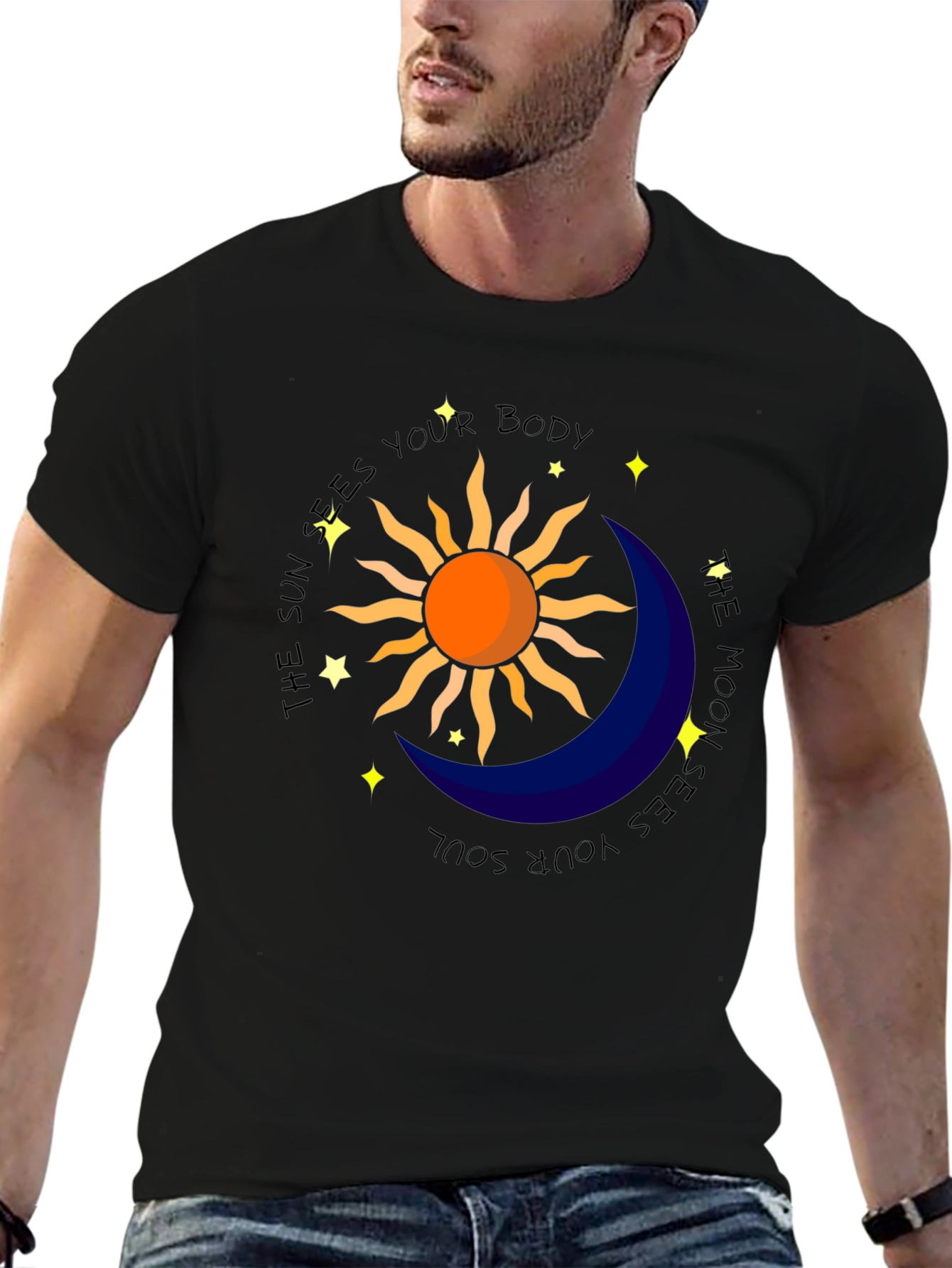 Celestial Sun & Moon Graphic T-Shirt
