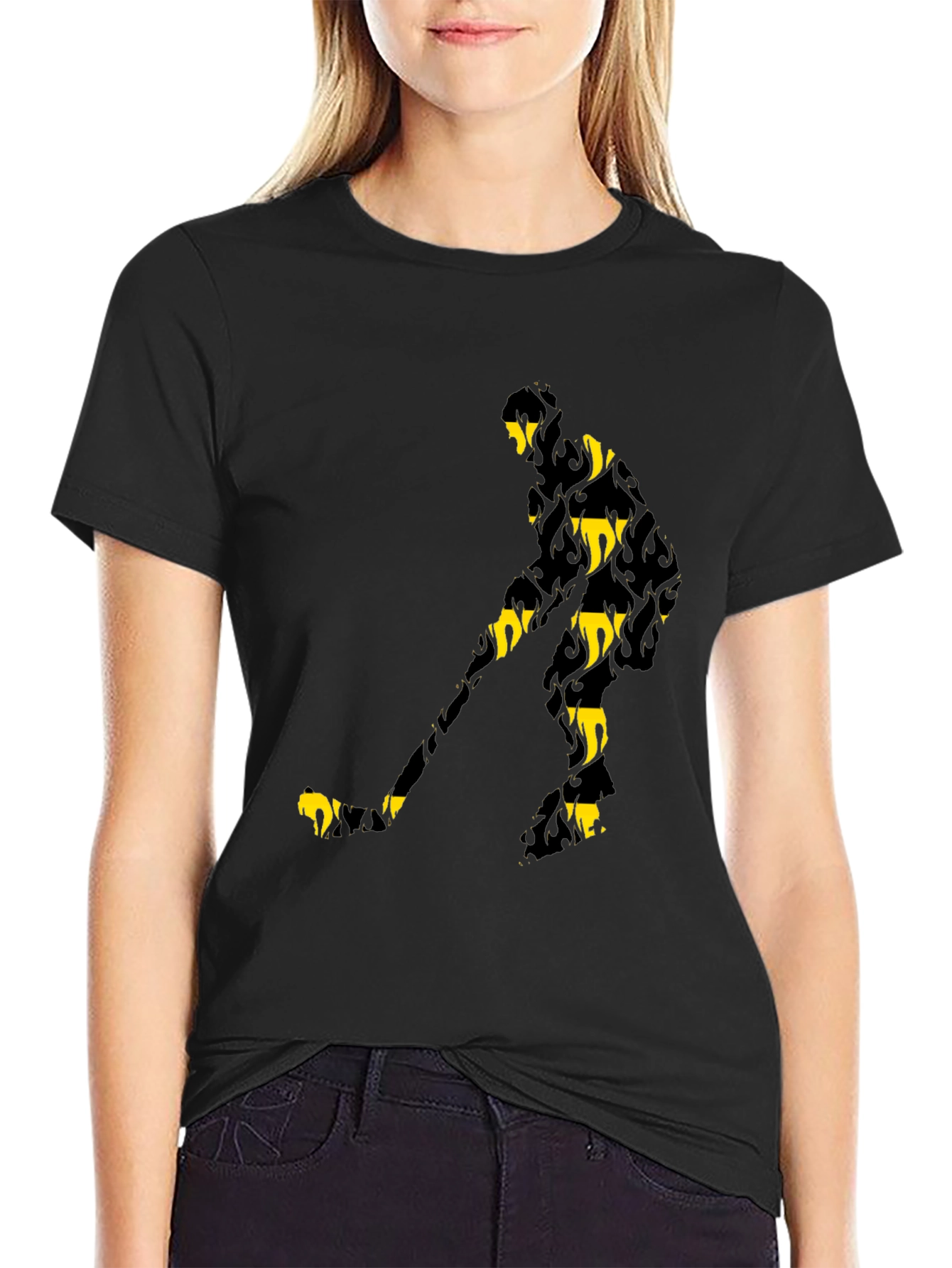 Hockey Player Black Graphic Tee