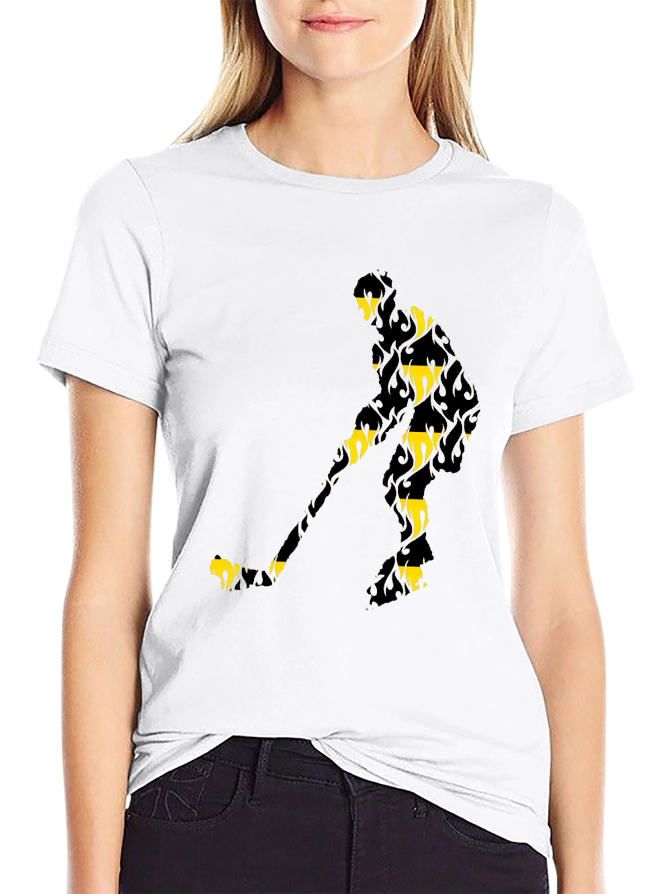 Hockey Player Black Graphic Tee