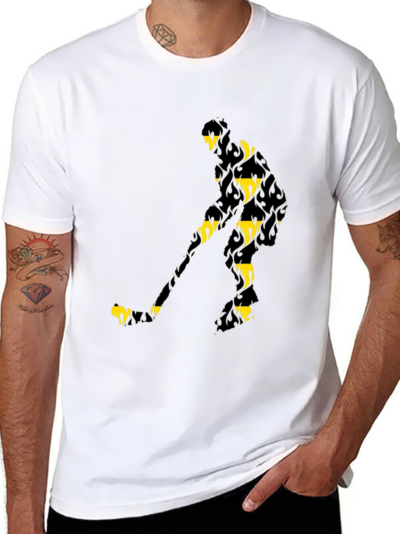 Hockey Player Black Graphic Tee