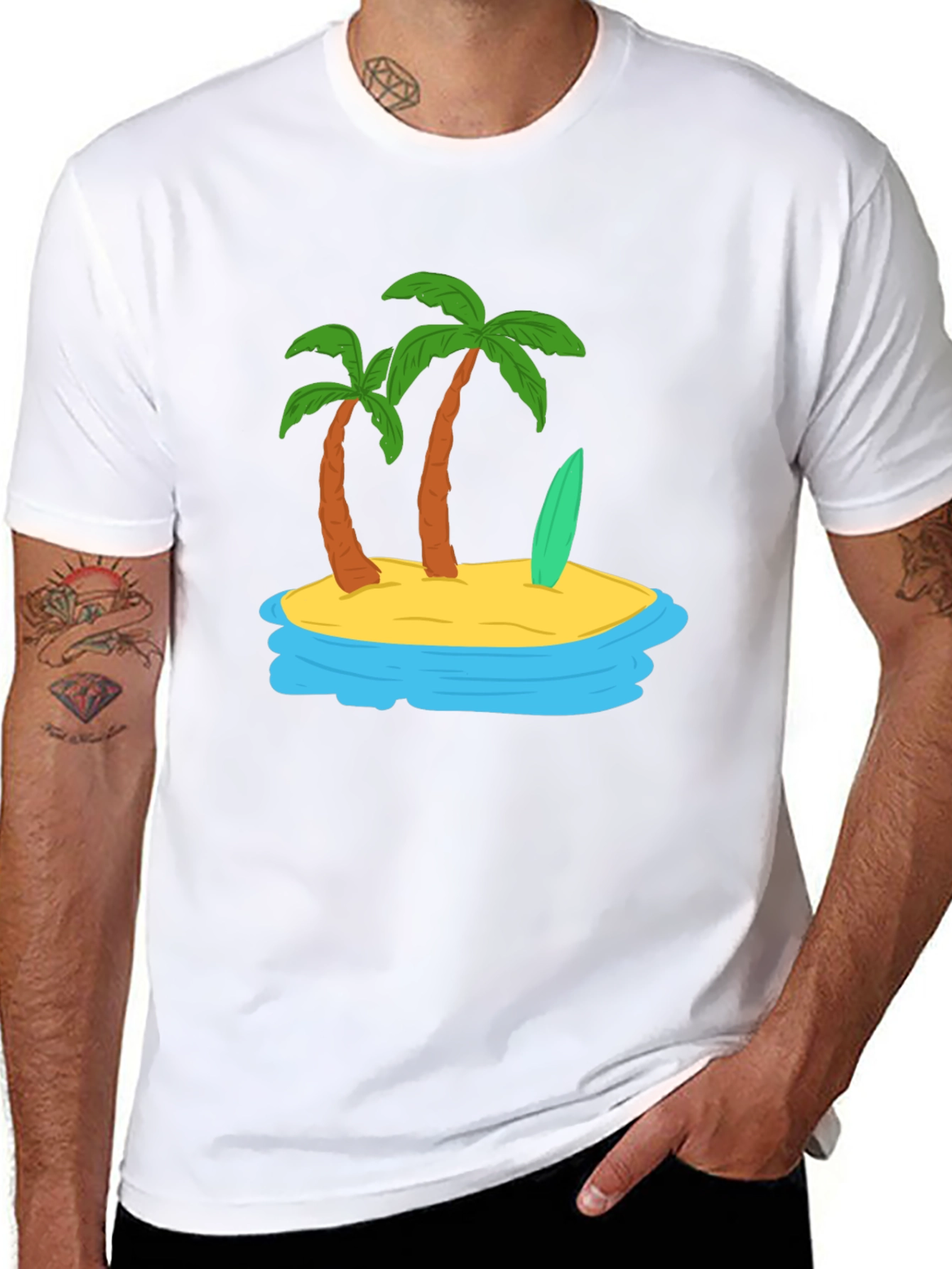 Island Vibes Graphic Tee - Tropical Palm Tree Shirt